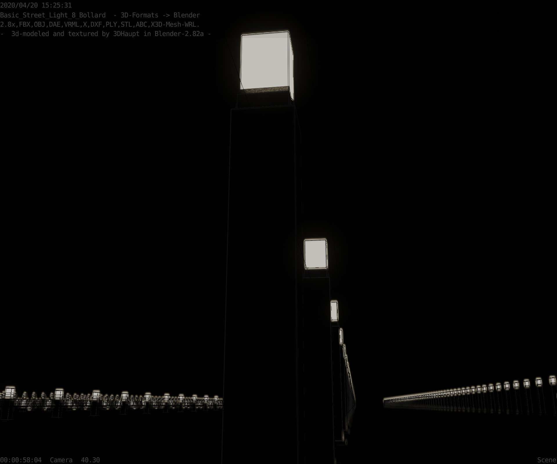 Street Light 8 Bollard 900mm Basic Version 3 Low-poly 3D model_96