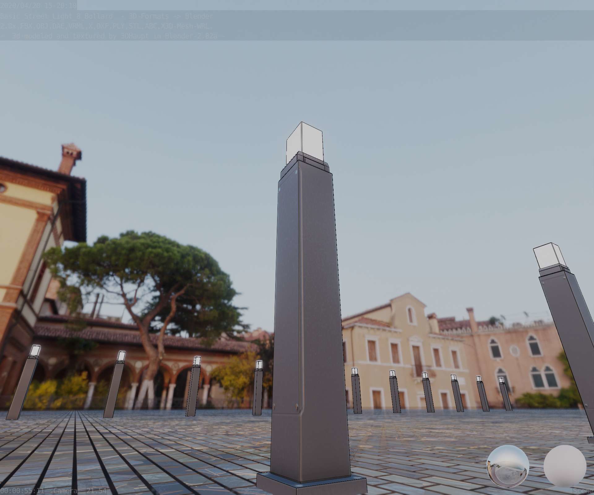 Street Light 8 Bollard 900mm Basic Version 3 Low-poly 3D model_31