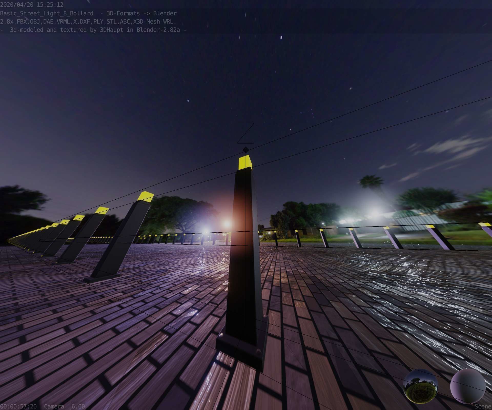 Street Light 8 Bollard 900mm Basic Version 3 Low-poly 3D model_88