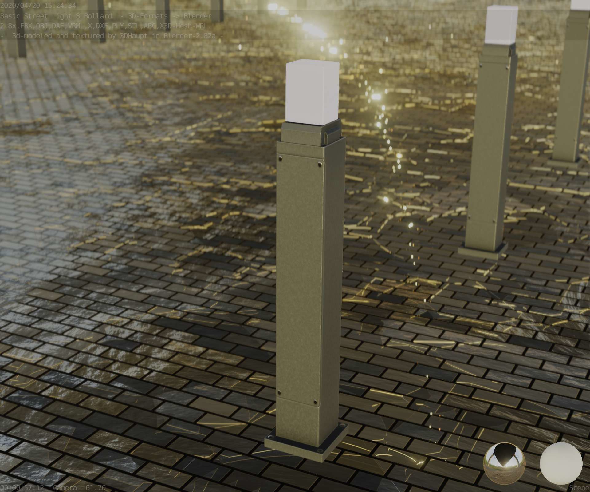 Street Light 8 Bollard 900mm Basic Version 3 Low-poly 3D model_80