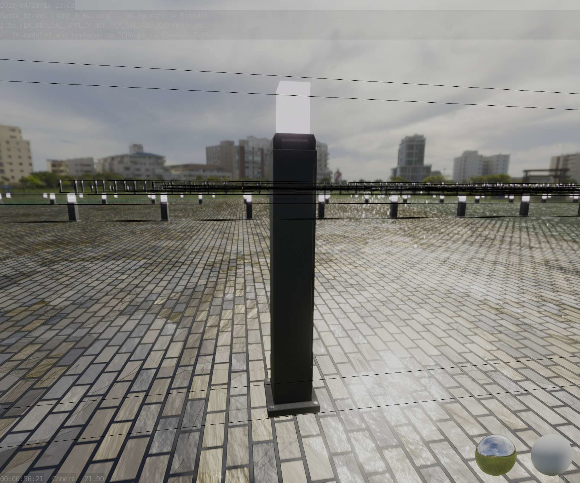 Street Light 8 Bollard 900mm Basic Version 3 Low-poly 3D model_65