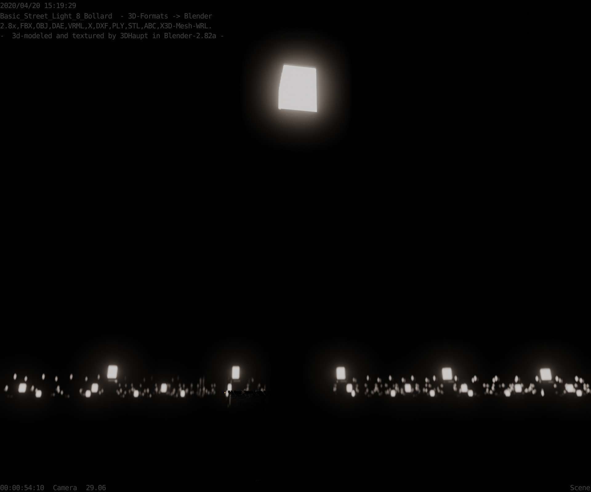 Street Light 8 Bollard 900mm Basic Version 3 Low-poly 3D model_6