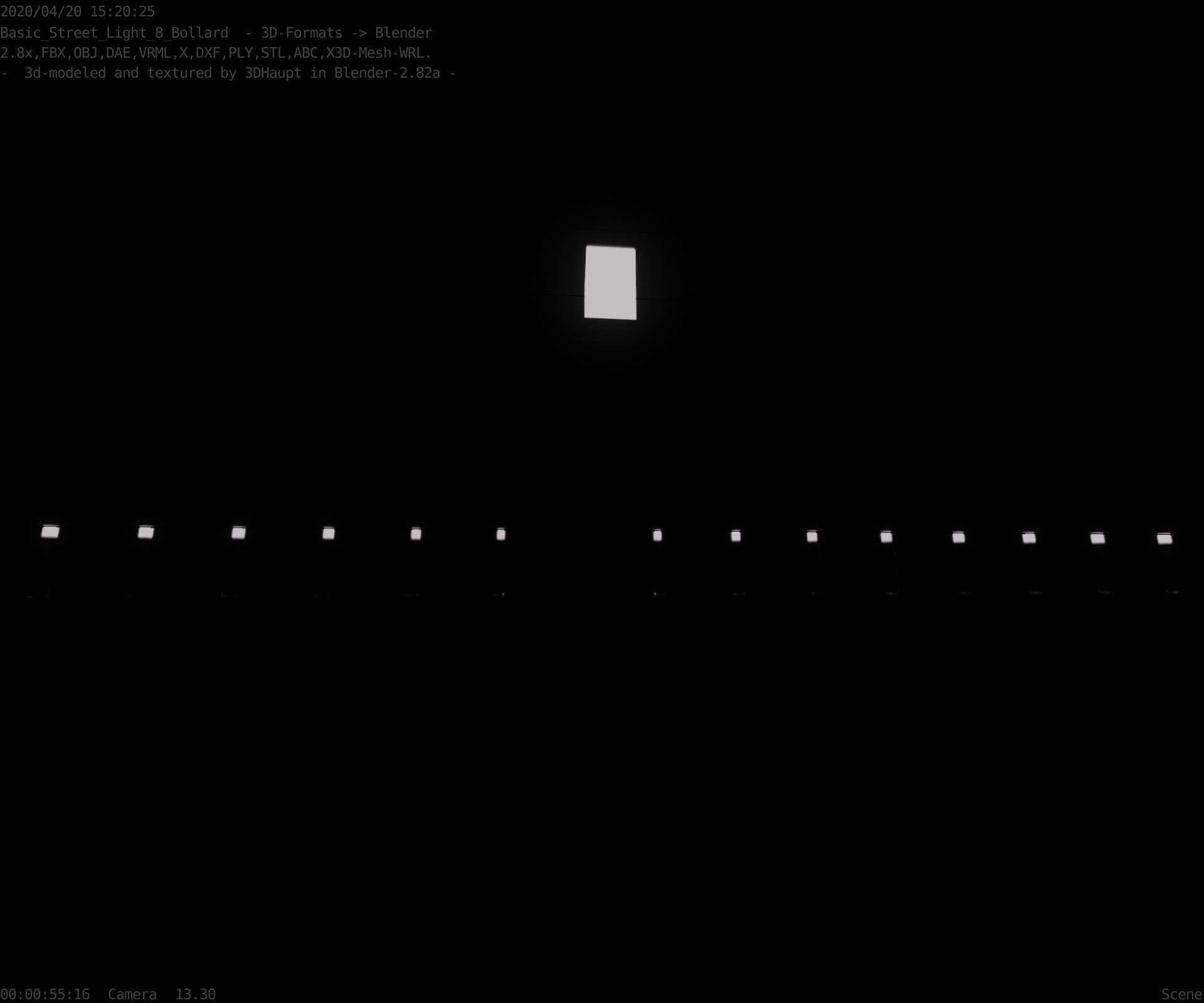 Street Light 8 Bollard 900mm Basic Version 3 Low-poly 3D model_36