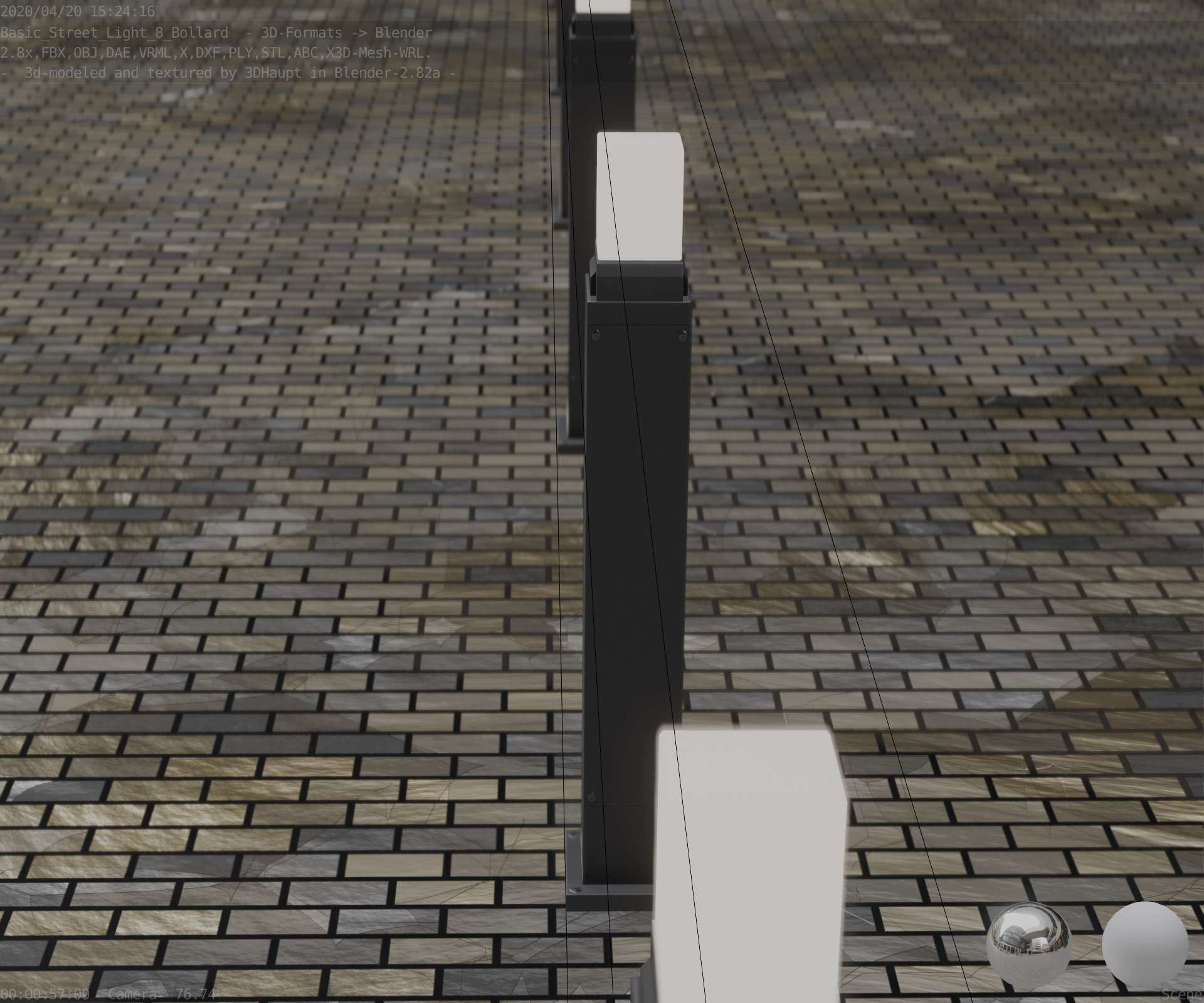 Street Light 8 Bollard 900mm Basic Version 3 Low-poly 3D model_77