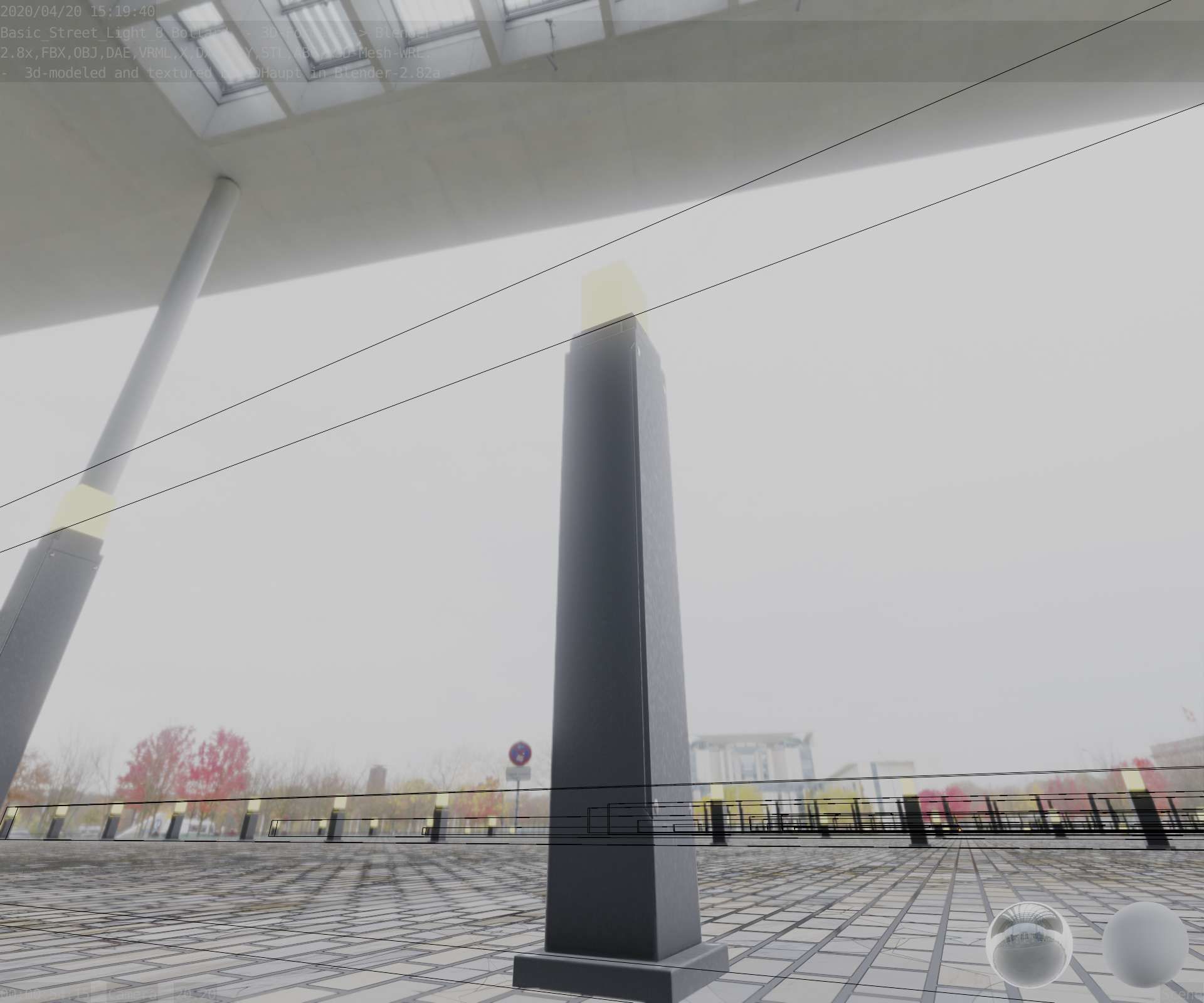 Street Light 8 Bollard 900mm Basic Version 3 Low-poly 3D model_11