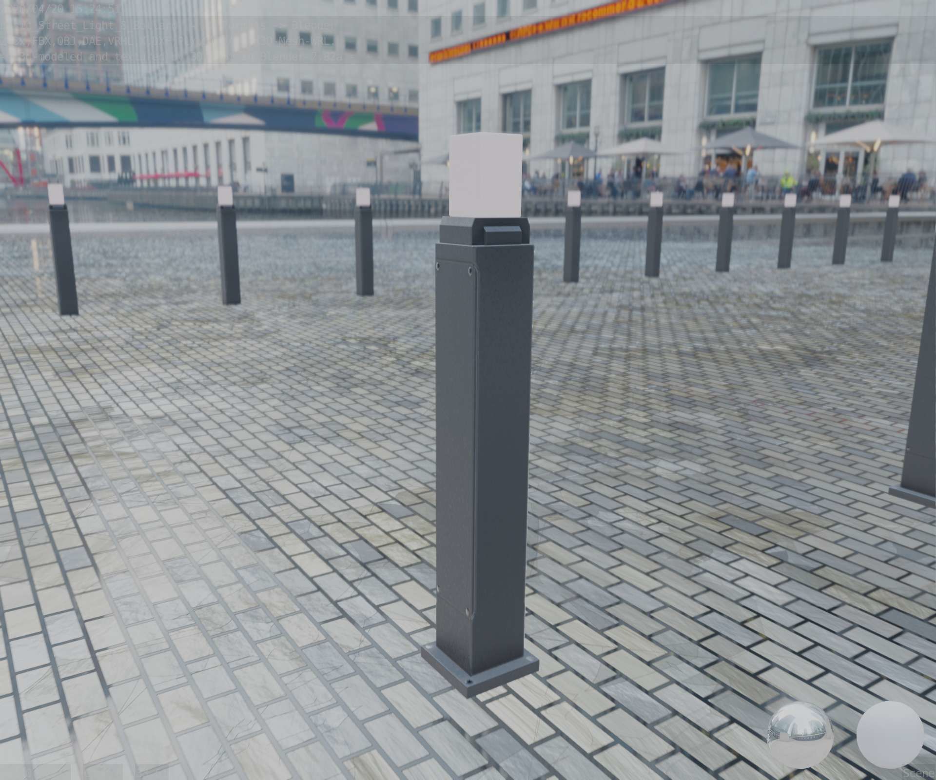 Street Light 8 Bollard 900mm Basic Version 3 Low-poly 3D model_83