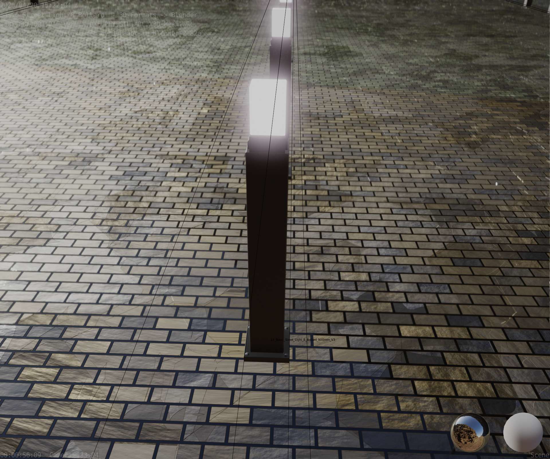 Street Light 8 Bollard 900mm Basic Version 3 Low-poly 3D model_53