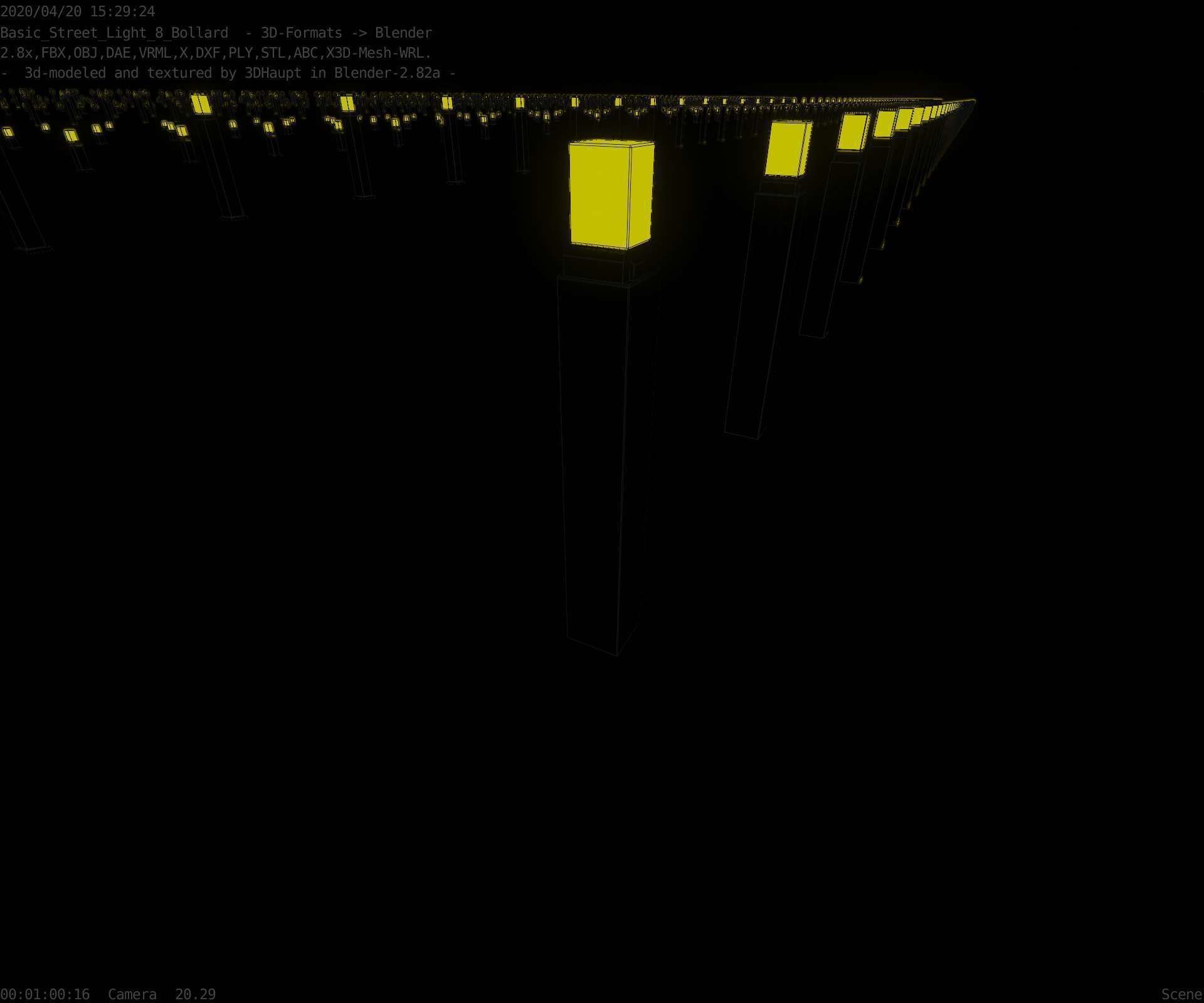 Street Light 8 Bollard 900mm Basic Version 6 Low-poly 3D model_56