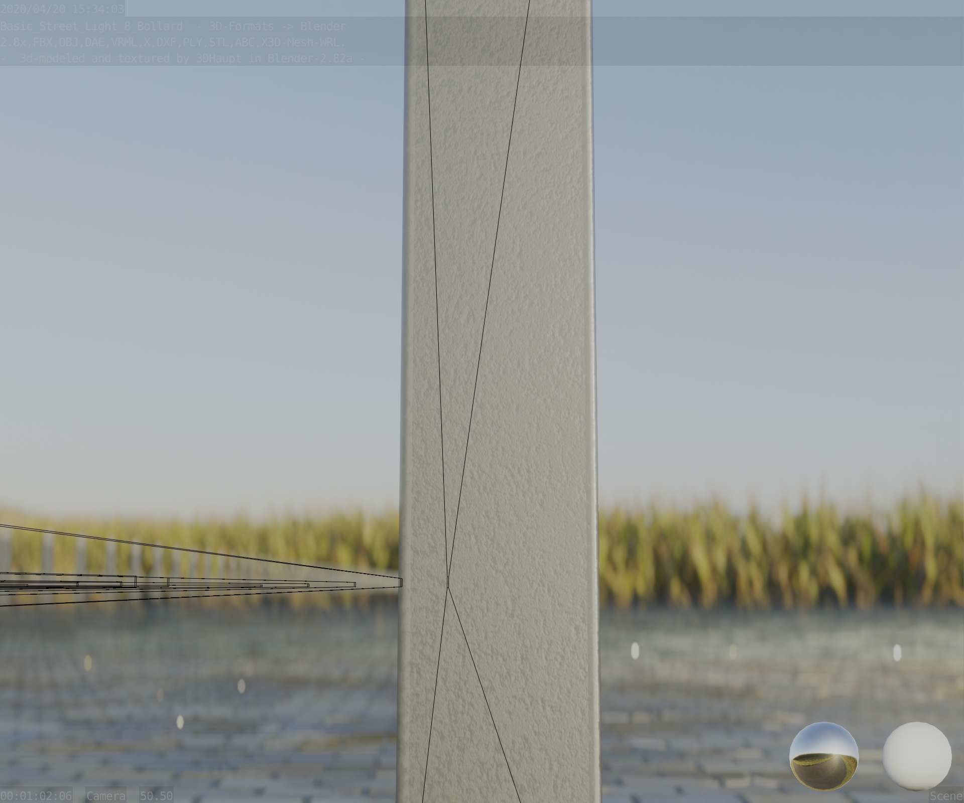 Street Light 8 Bollard 900mm Basic Version 6 Low-poly 3D model_99