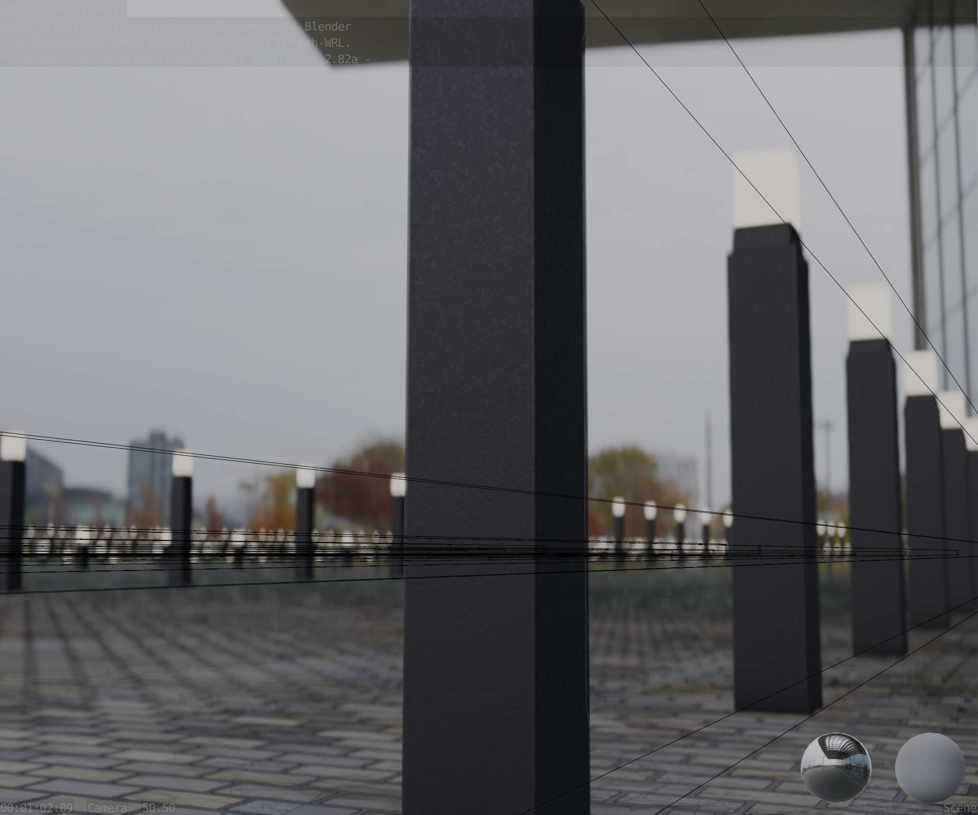 Street Light 8 Bollard 900mm Basic Version 6 Low-poly 3D model_104
