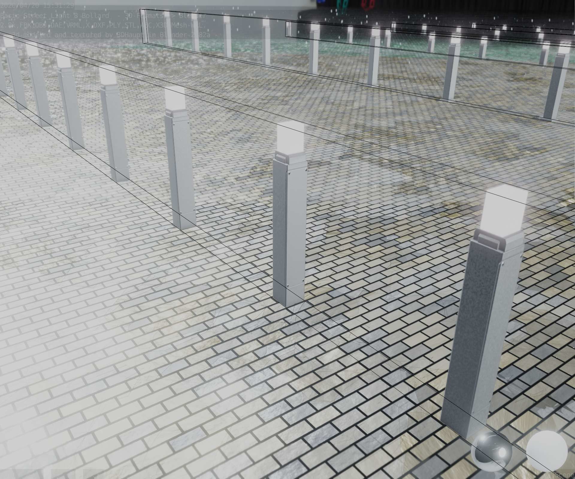 Street Light 8 Bollard 900mm Basic Version 6 Low-poly 3D model_72