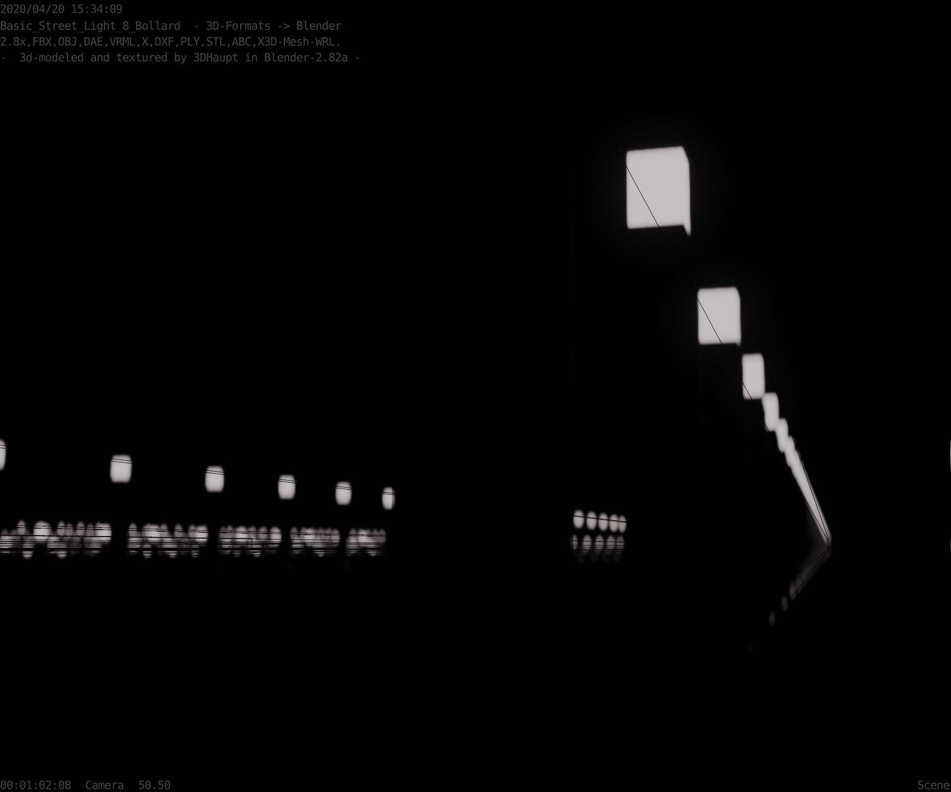 Street Light 8 Bollard 900mm Basic Version 6 Low-poly 3D model_102