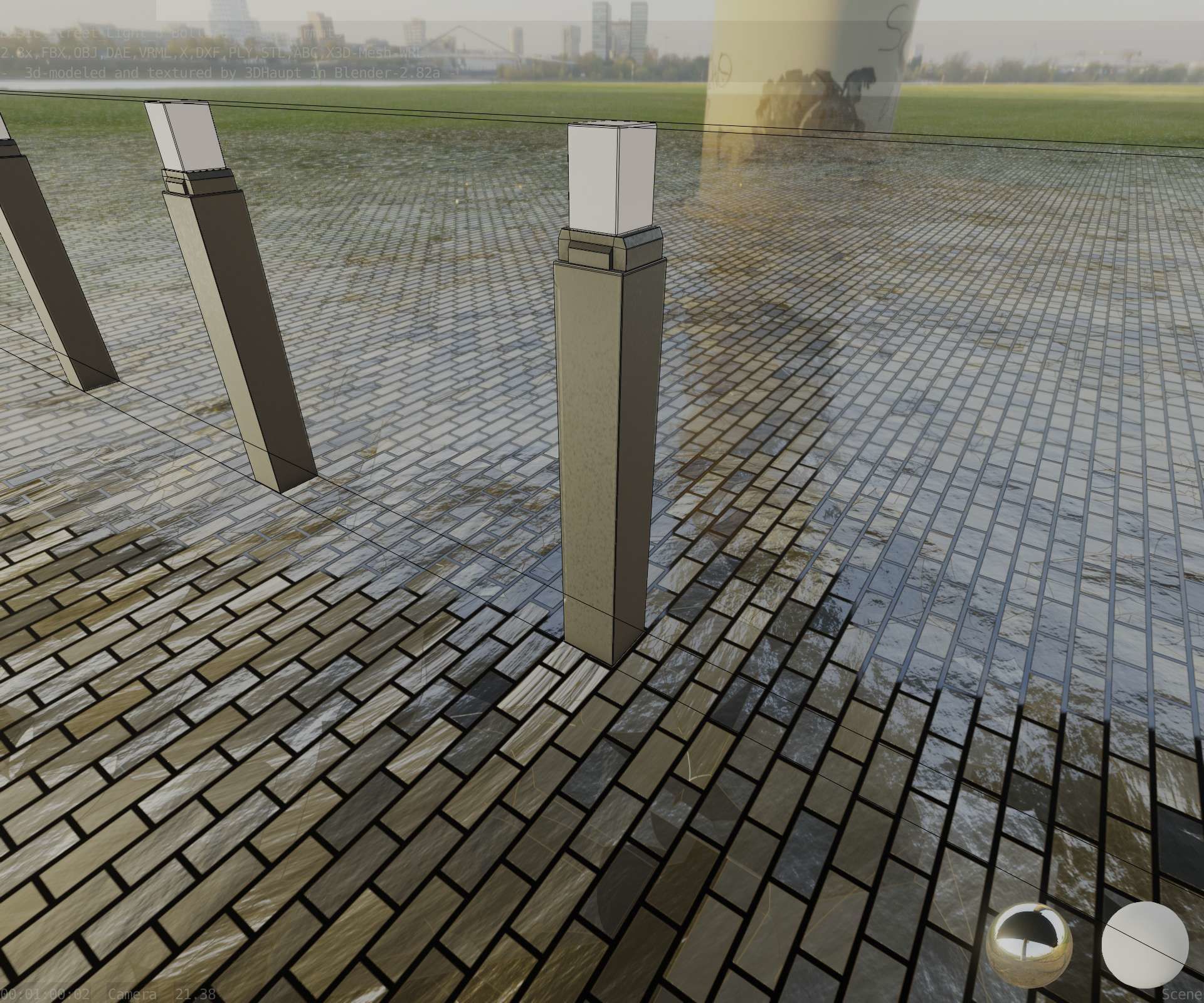 Street Light 8 Bollard 900mm Basic Version 6 Low-poly 3D model_4