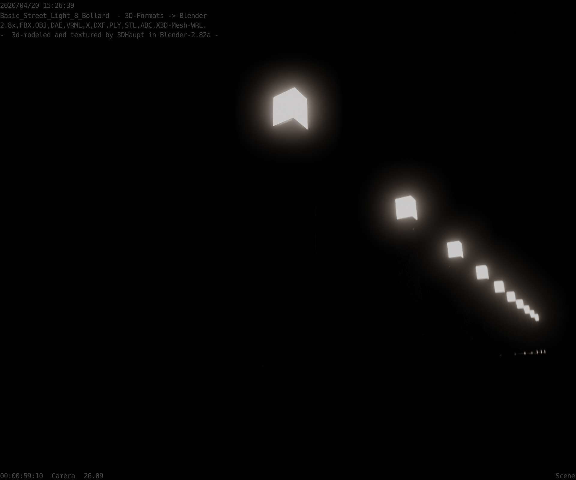 Street Light 8 Bollard 900mm Basic Version 6 Low-poly 3D model_33