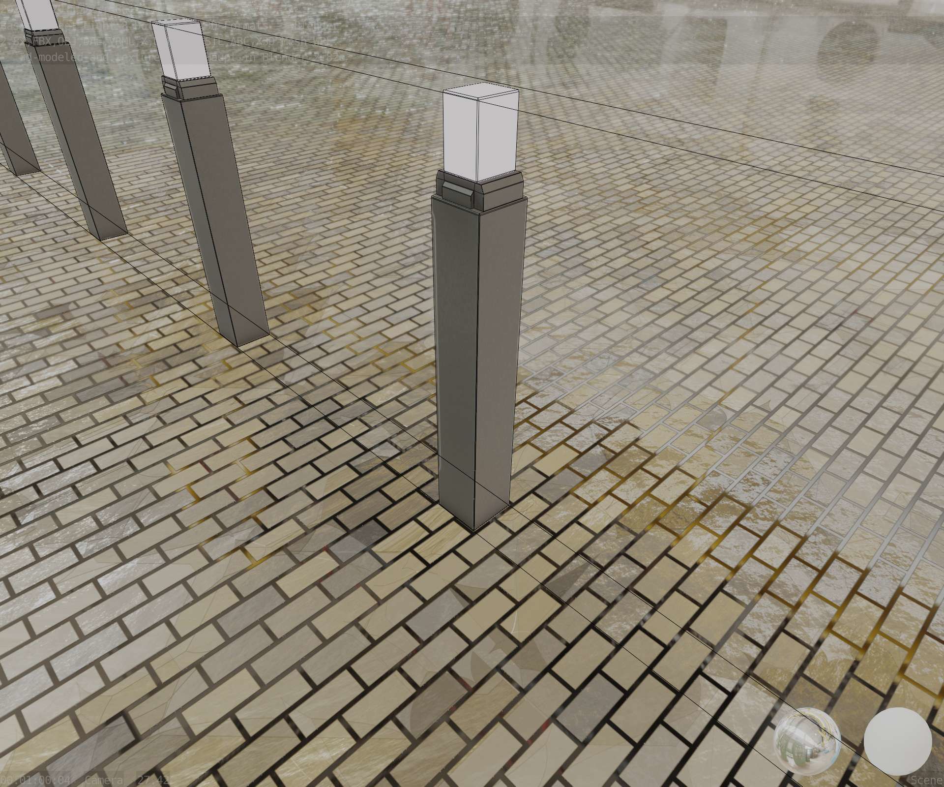 Street Light 8 Bollard 900mm Basic Version 6 Low-poly 3D model_6