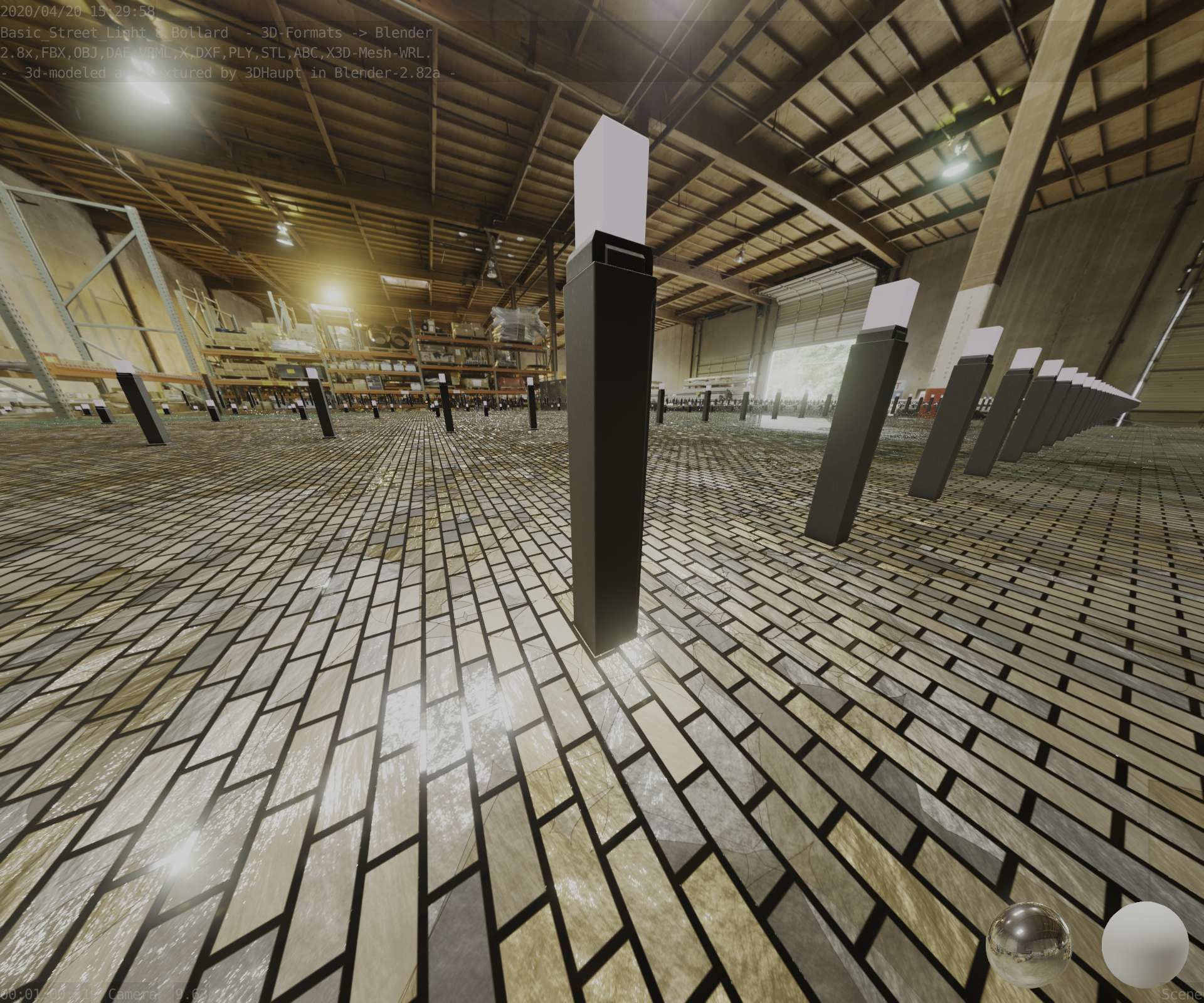 Street Light 8 Bollard 900mm Basic Version 6 Low-poly 3D model_61