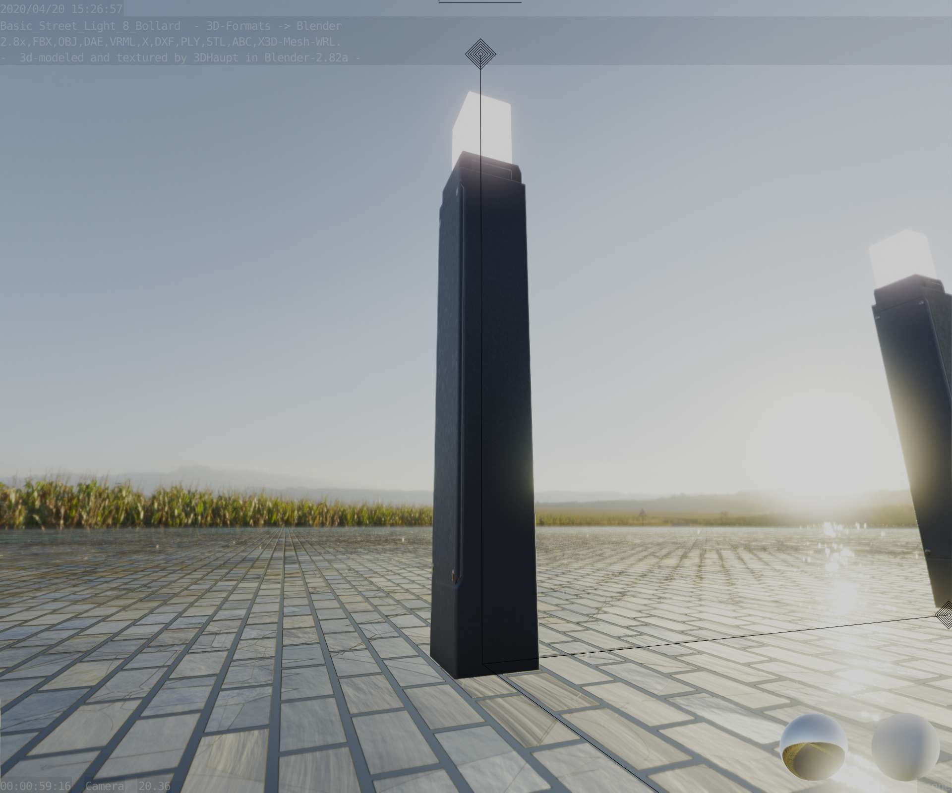 Street Light 8 Bollard 900mm Basic Version 6 Low-poly 3D model_39