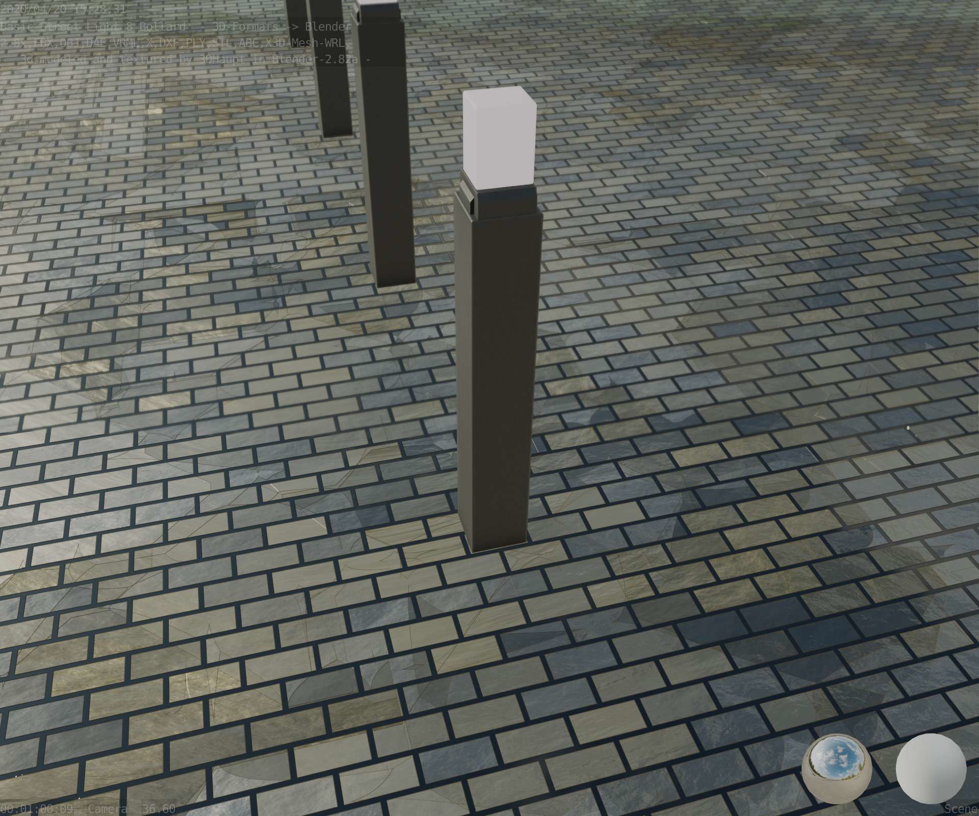 Street Light 8 Bollard 900mm Basic Version 6 Low-poly 3D model_49