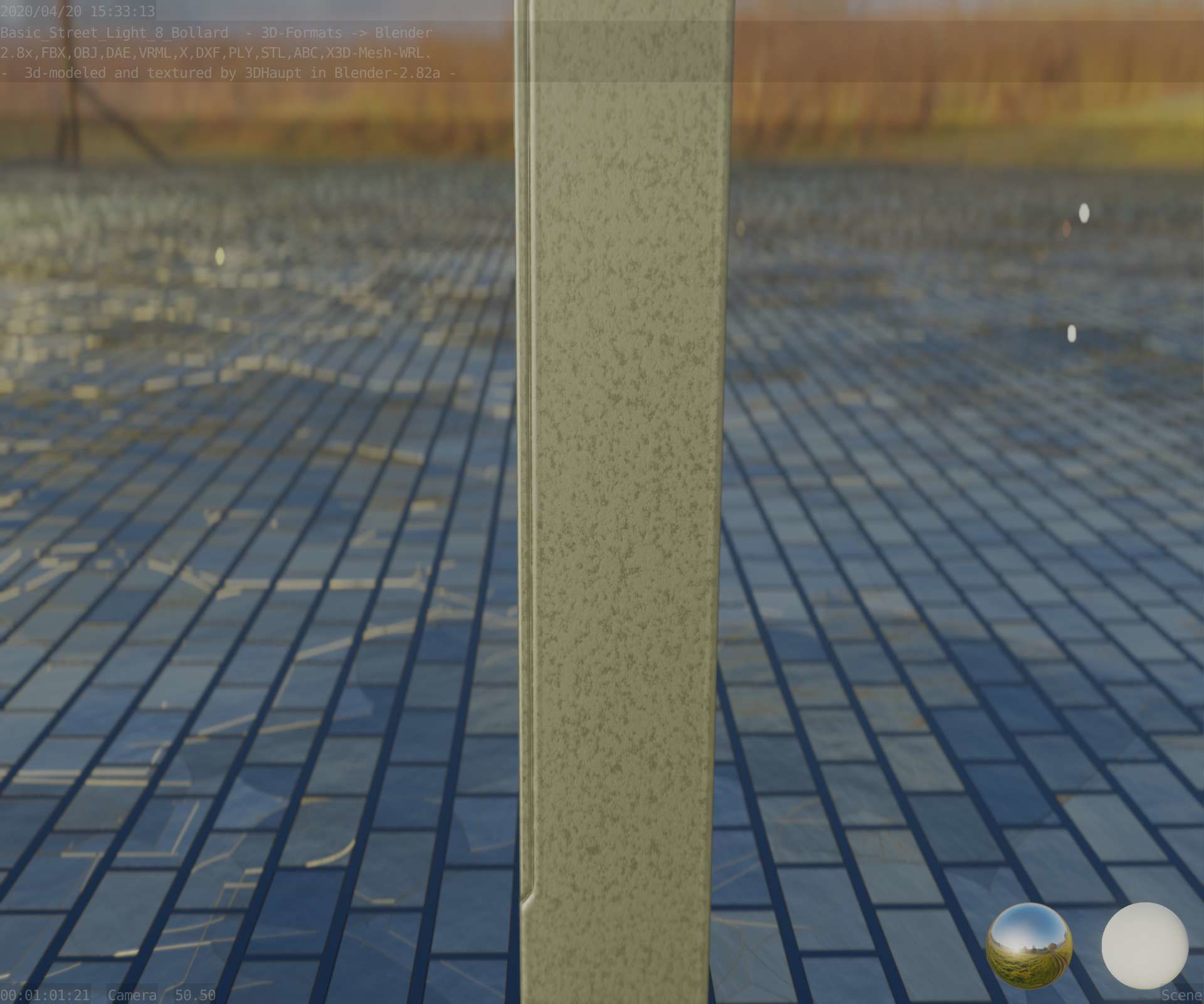 Street Light 8 Bollard 900mm Basic Version 6 Low-poly 3D model_86