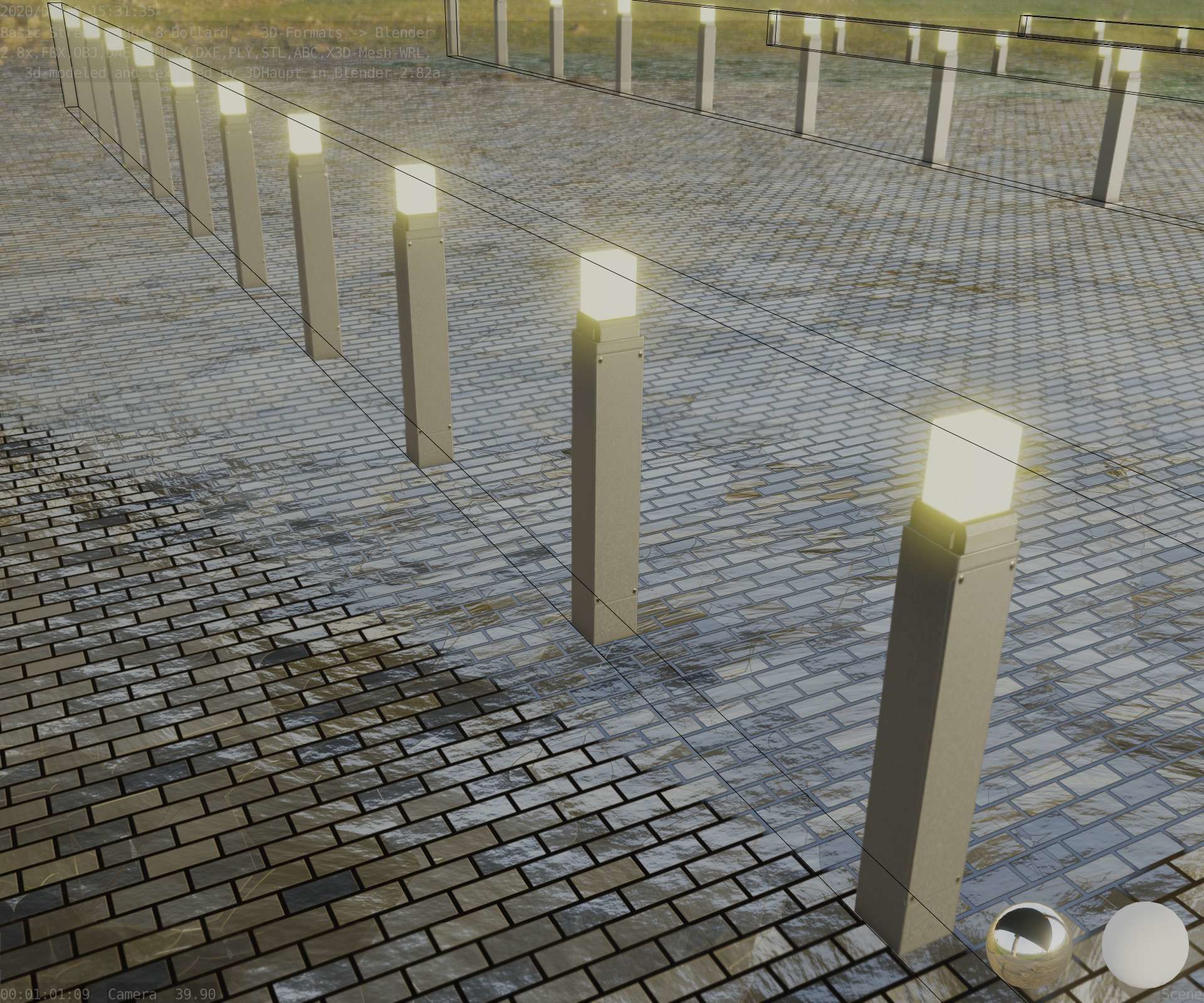 Street Light 8 Bollard 900mm Basic Version 6 Low-poly 3D model_73