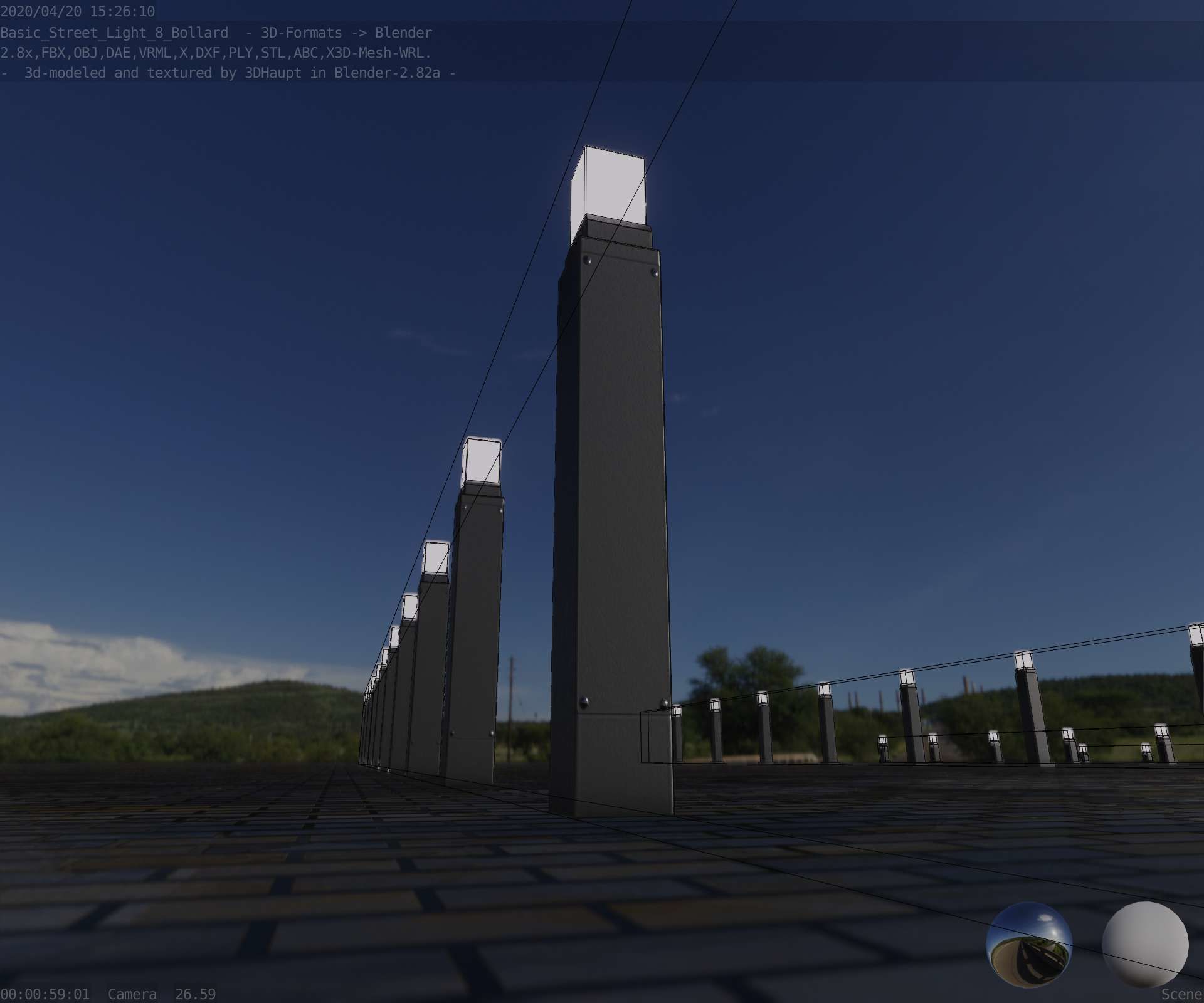 Street Light 8 Bollard 900mm Basic Version 6 Low-poly 3D model_24
