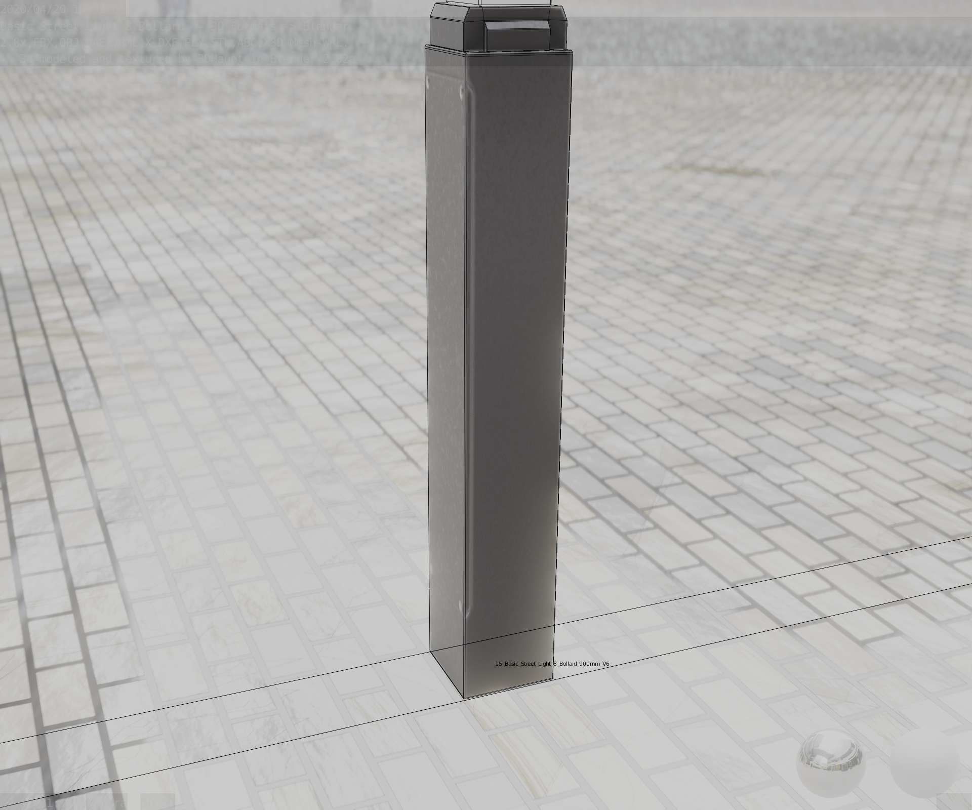 Street Light 8 Bollard 900mm Basic Version 6 Low-poly 3D model_83