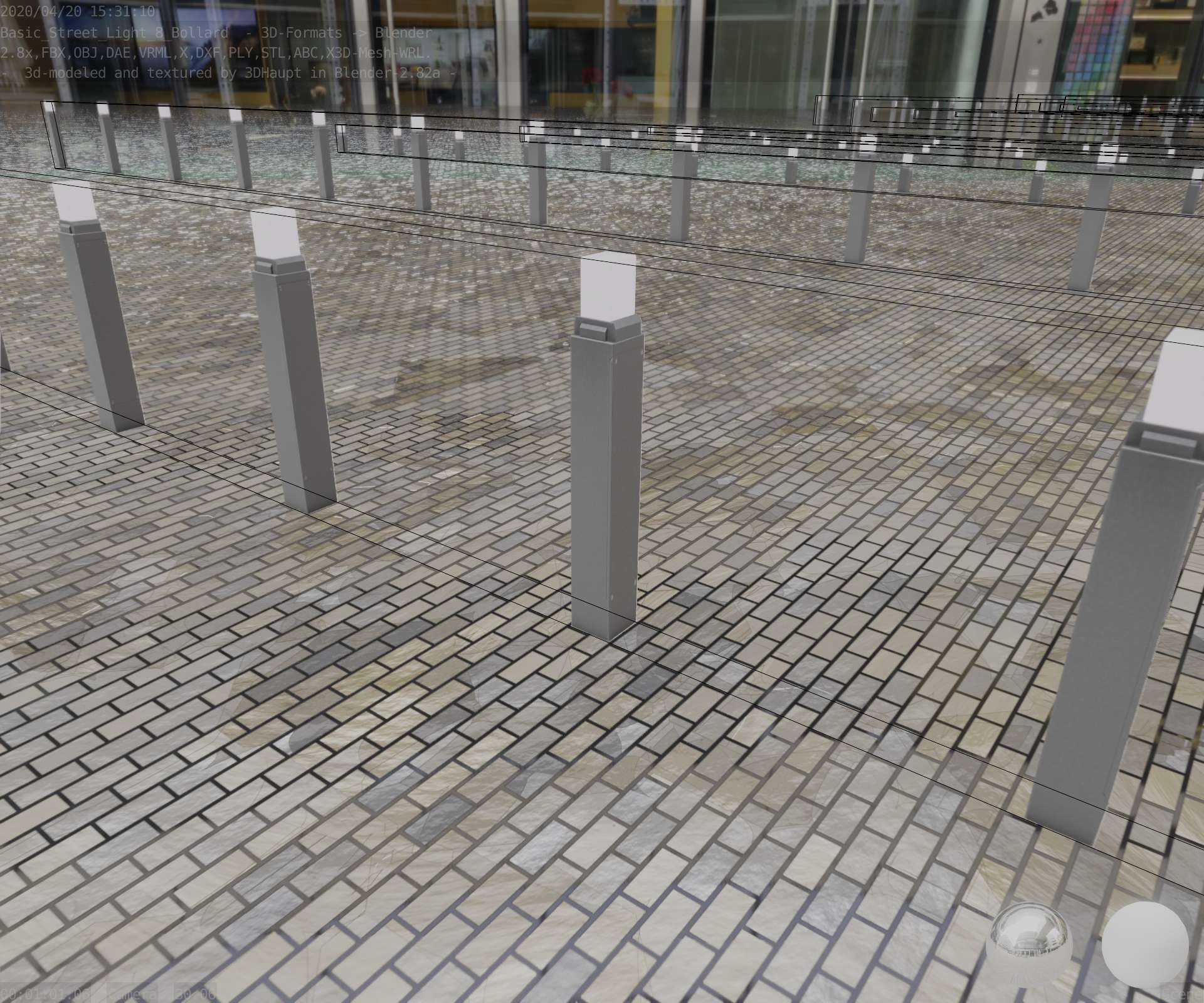 Street Light 8 Bollard 900mm Basic Version 6 Low-poly 3D model_70