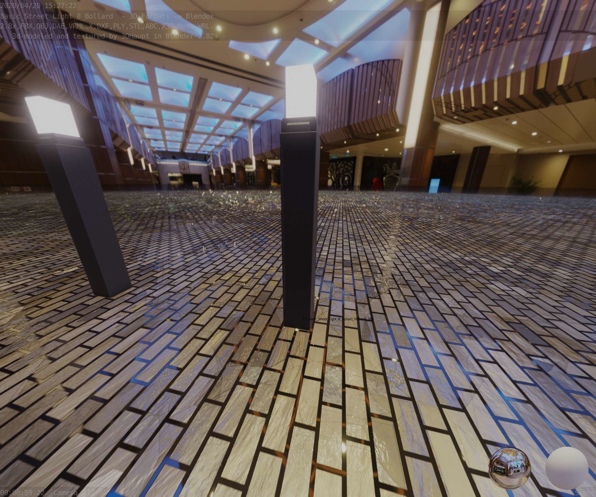 Street Light 8 Bollard 900mm Basic Version 6 Low-poly 3D model_45