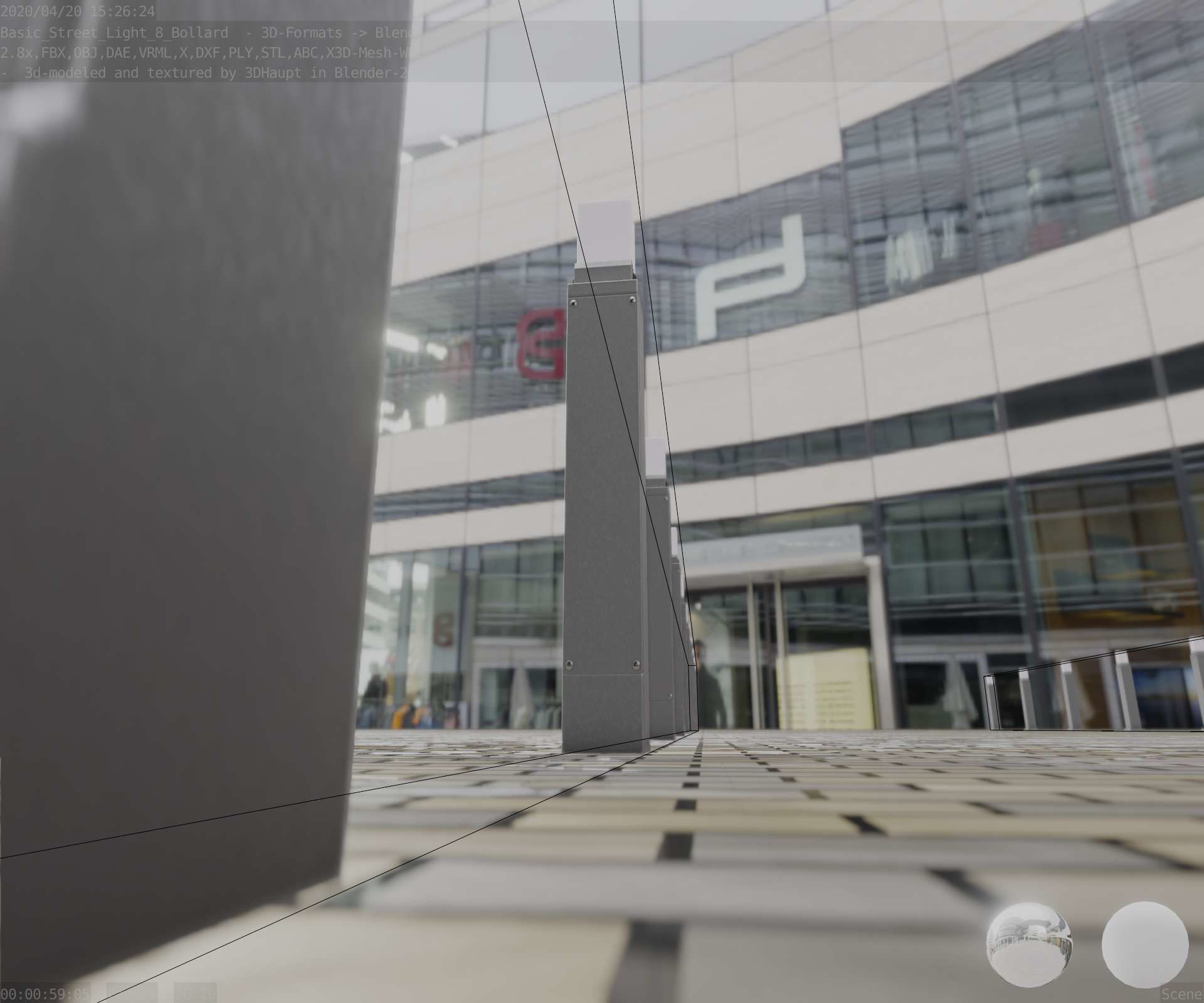 Street Light 8 Bollard 900mm Basic Version 6 Low-poly 3D model_28