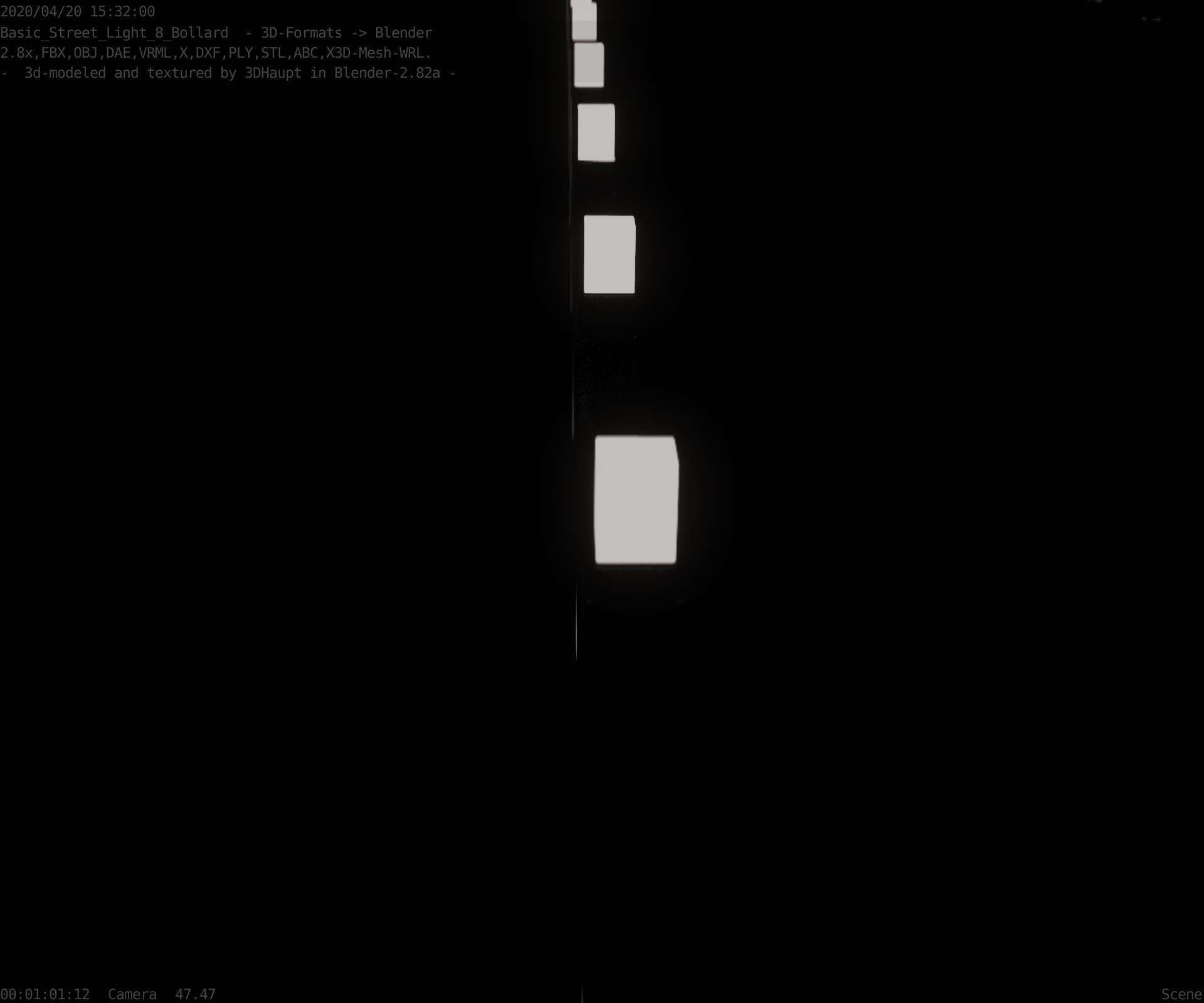 Street Light 8 Bollard 900mm Basic Version 6 Low-poly 3D model_76