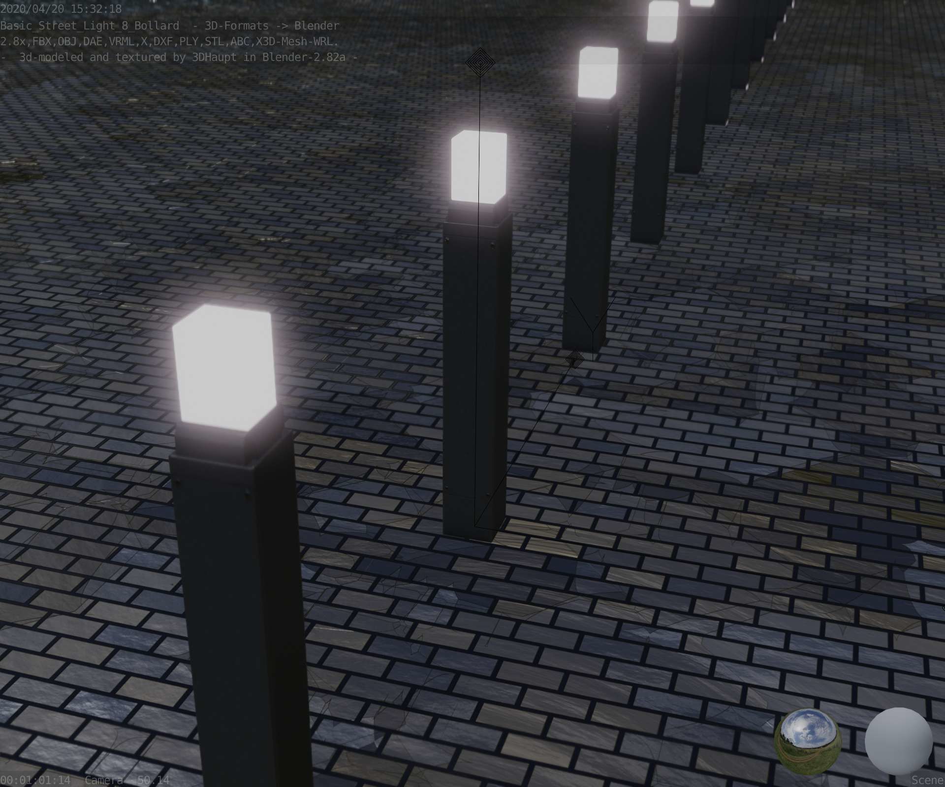 Street Light 8 Bollard 900mm Basic Version 6 Low-poly 3D model_78