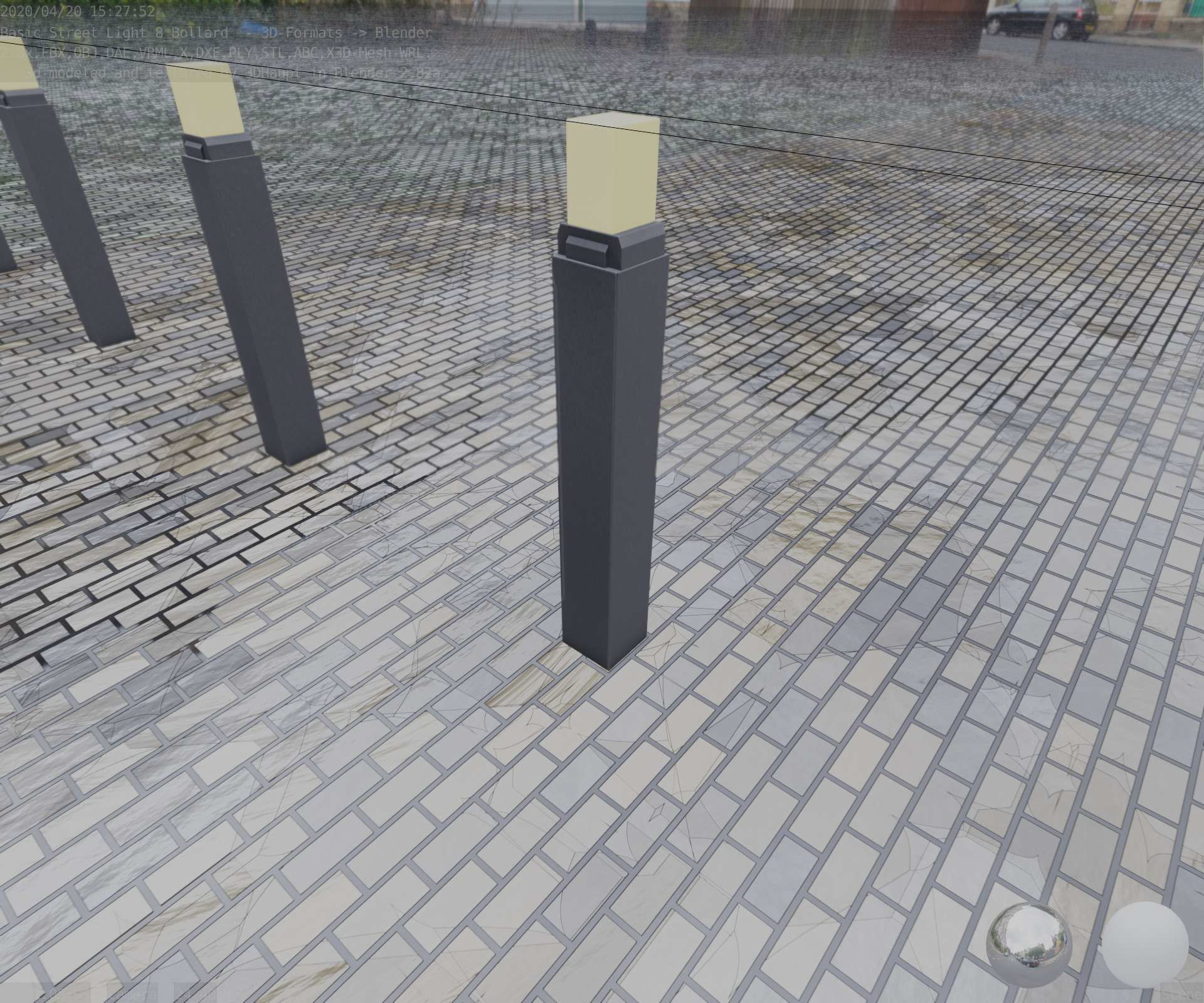 Street Light 8 Bollard 900mm Basic Version 6 Low-poly 3D model_5