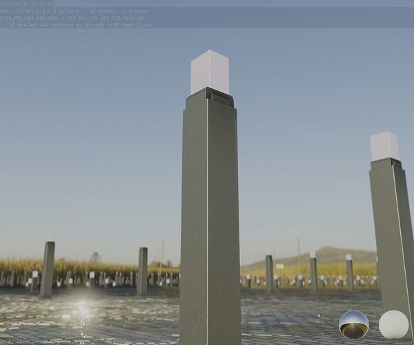 Street Light 8 Bollard 900mm Basic Version 6  Low-poly 3D model