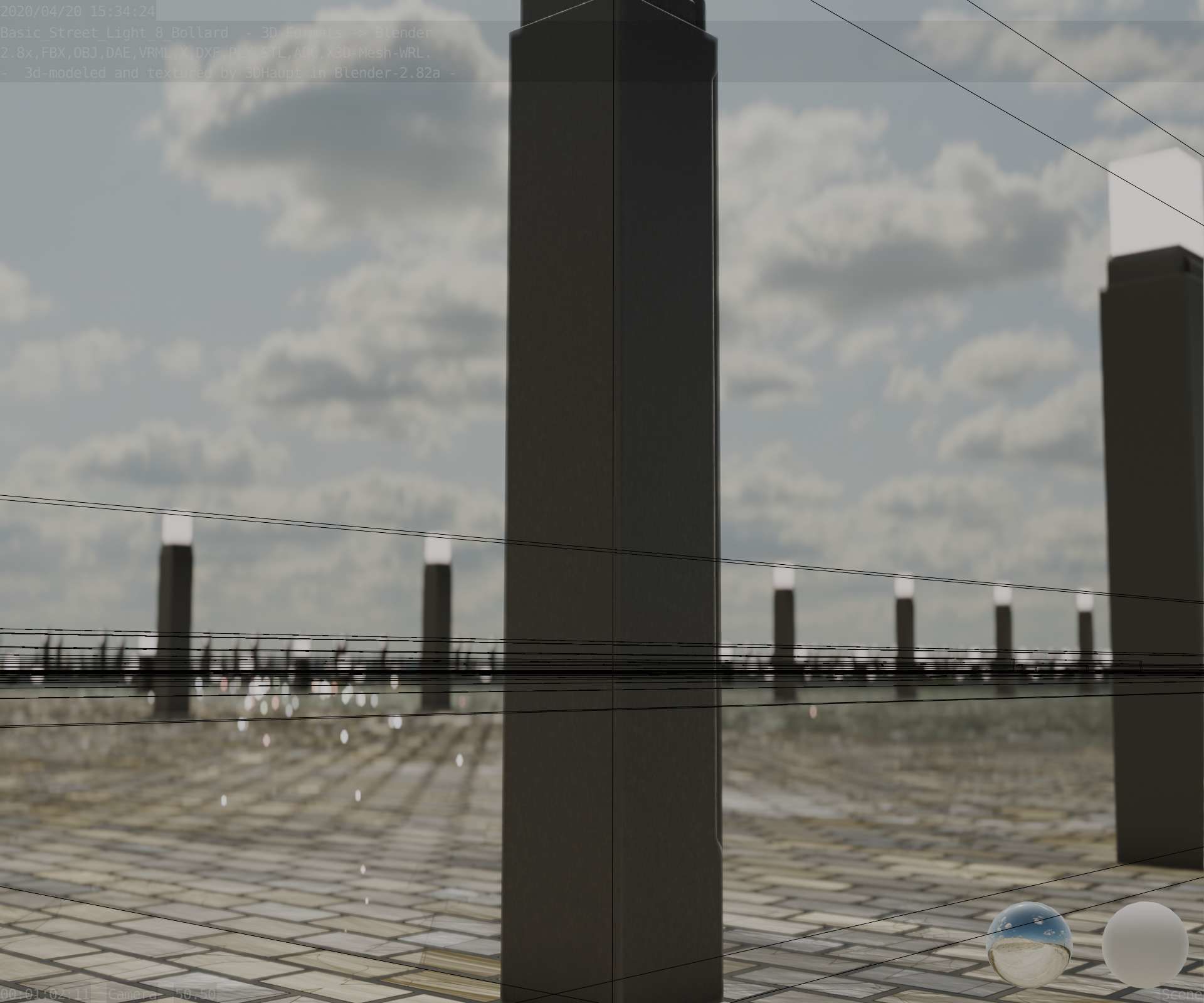 Street Light 8 Bollard 900mm Basic Version 6 Low-poly 3D model_106