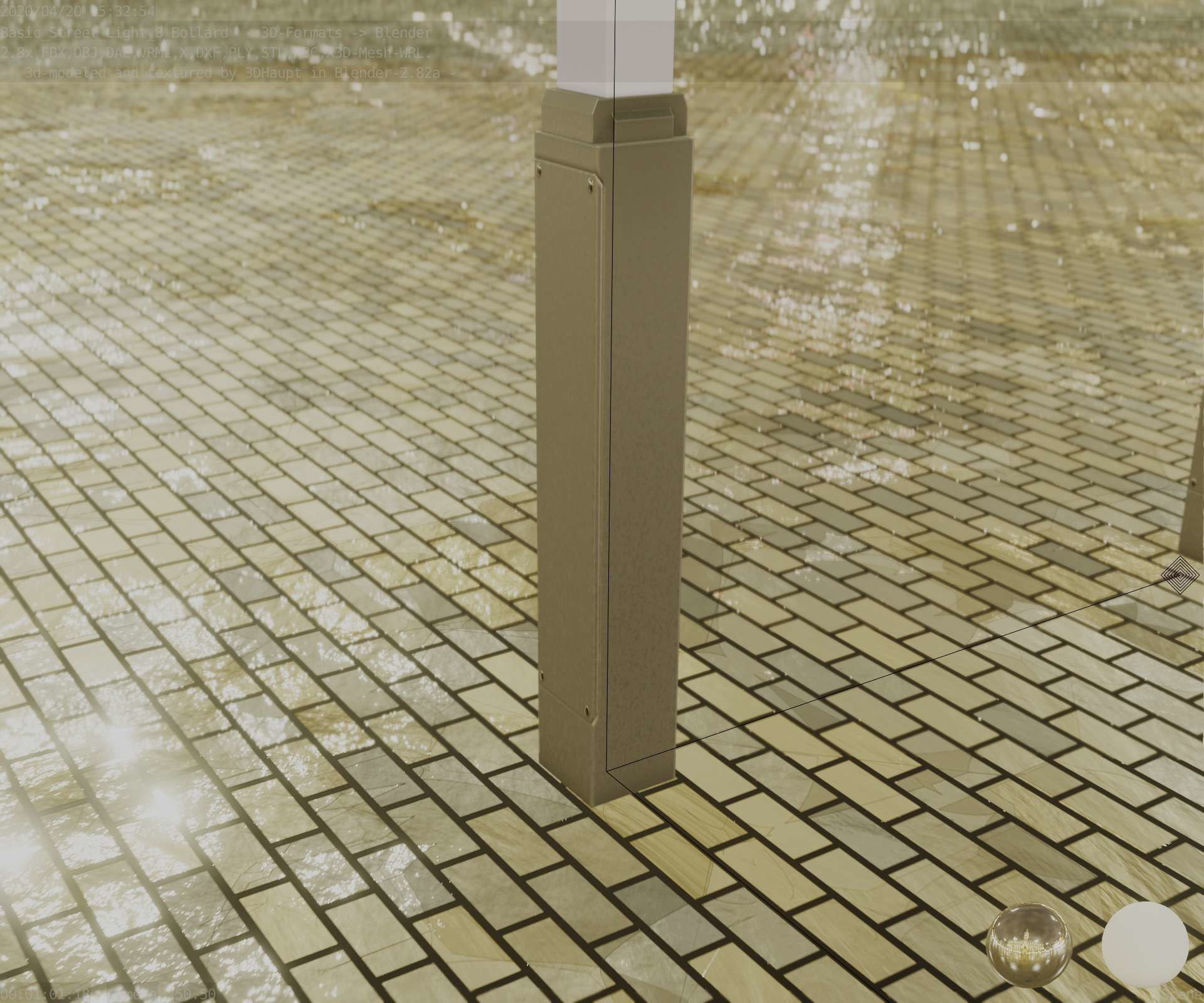 Street Light 8 Bollard 900mm Basic Version 6 Low-poly 3D model_82