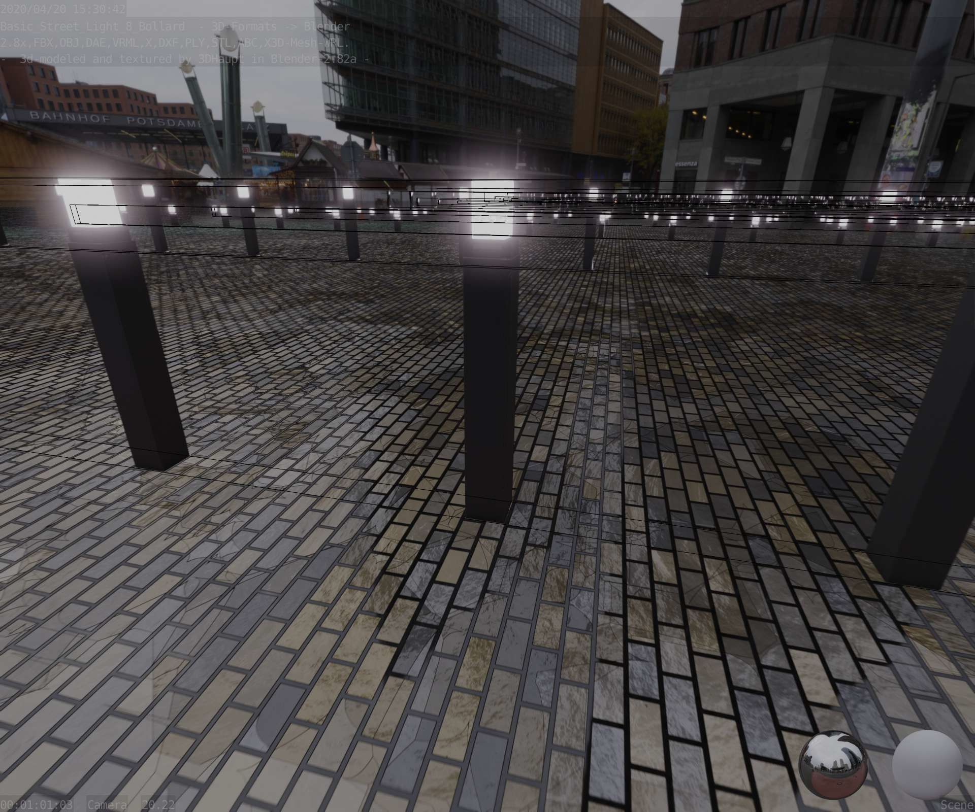 Street Light 8 Bollard 900mm Basic Version 6 Low-poly 3D model_67