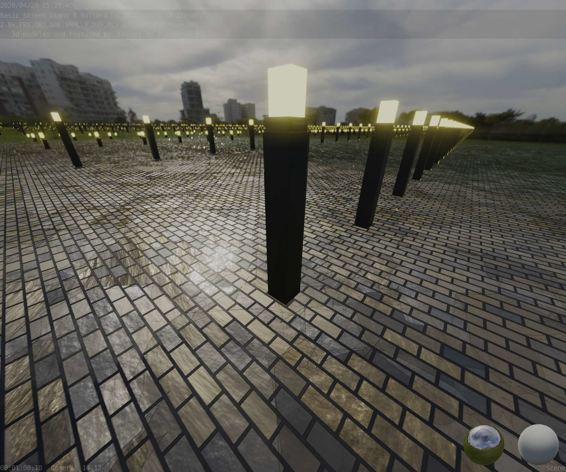 Street Light 8 Bollard 900mm Basic Version 6 Low-poly 3D model_58