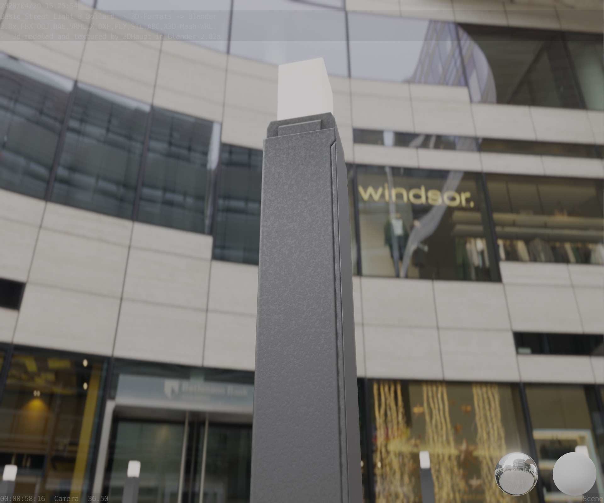 Street Light 8 Bollard 900mm Basic Version 6 Low-poly 3D model_15