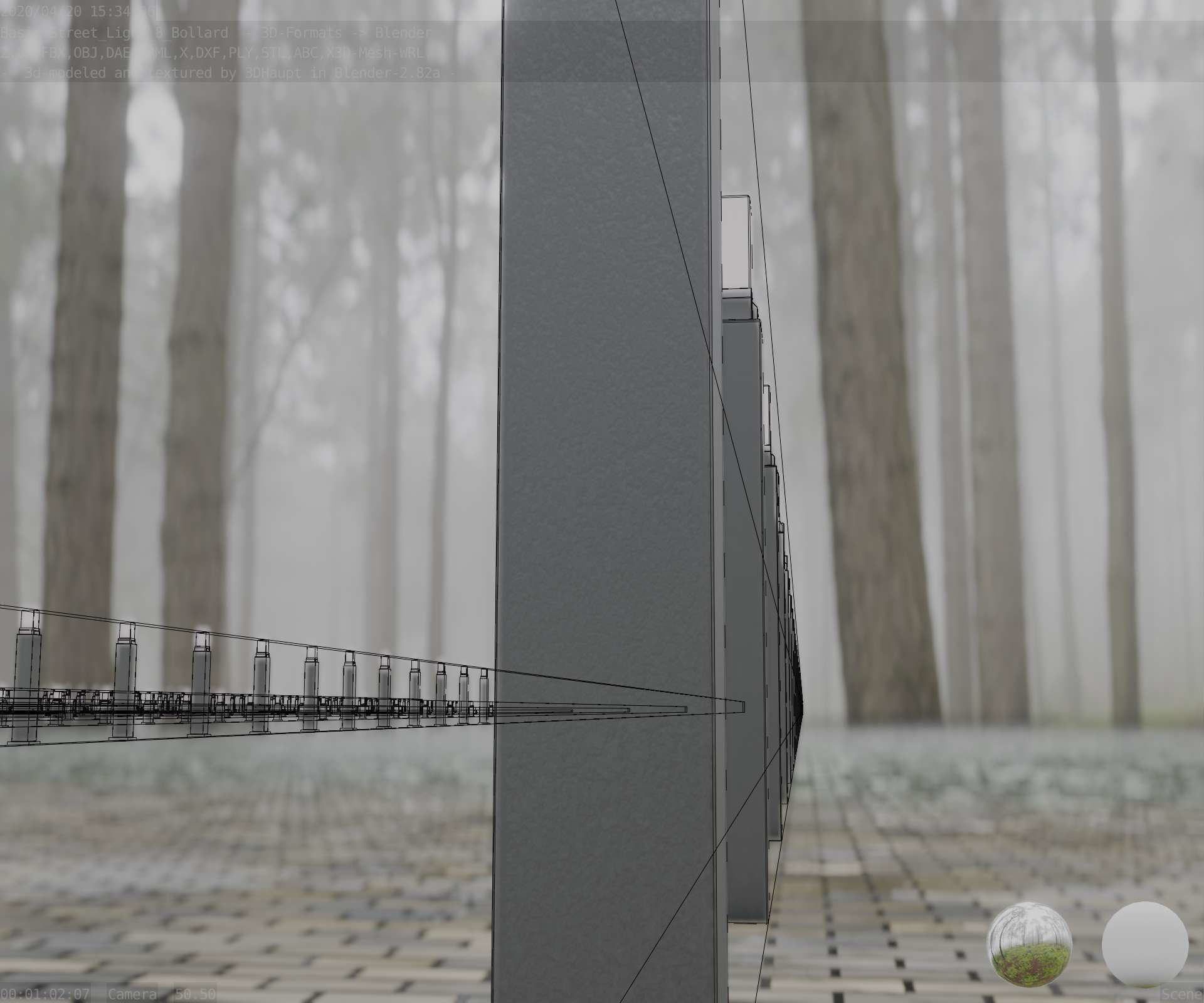 Street Light 8 Bollard 900mm Basic Version 6 Low-poly 3D model_101