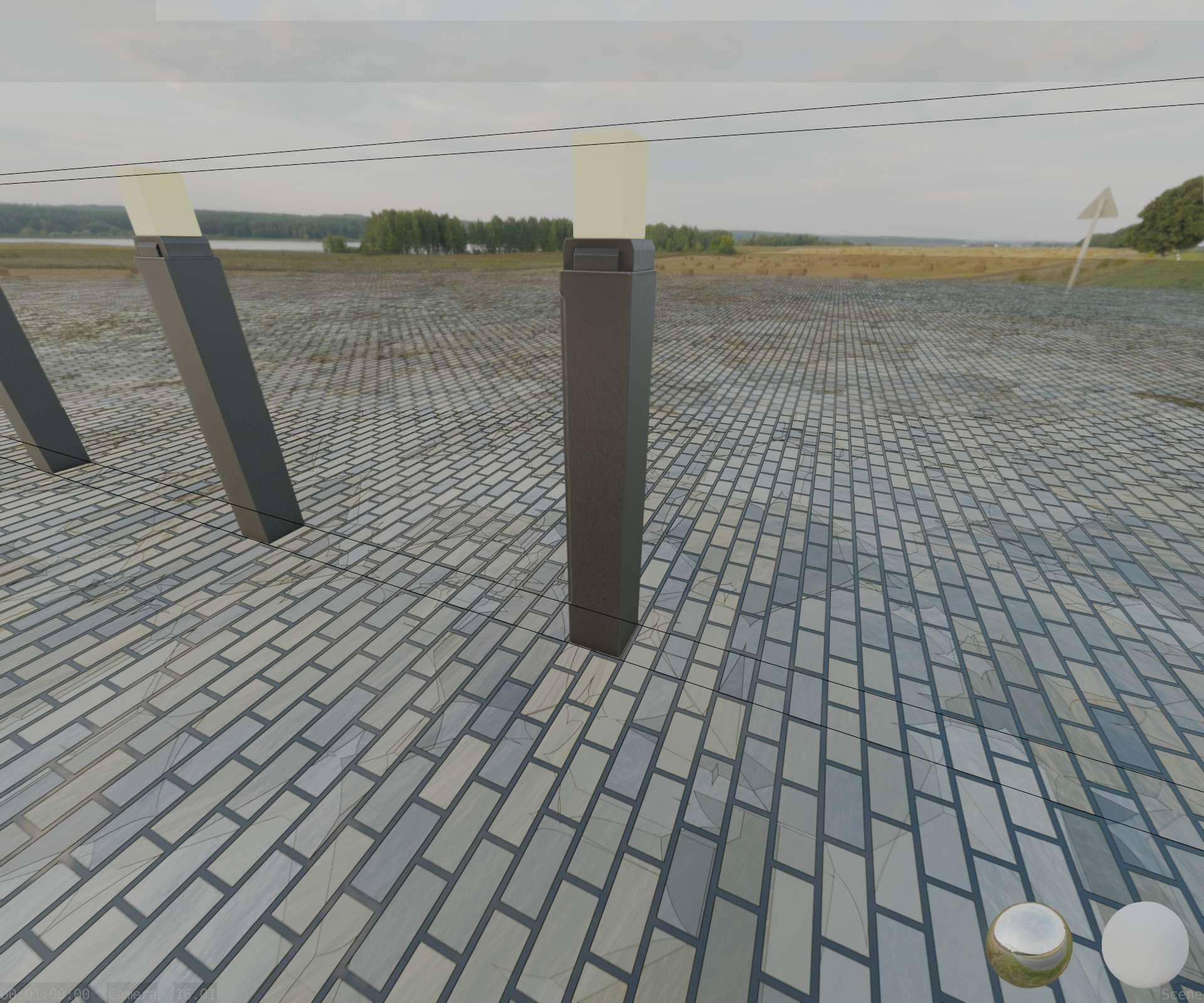 Street Light 8 Bollard 900mm Basic Version 6 Low-poly 3D model_2