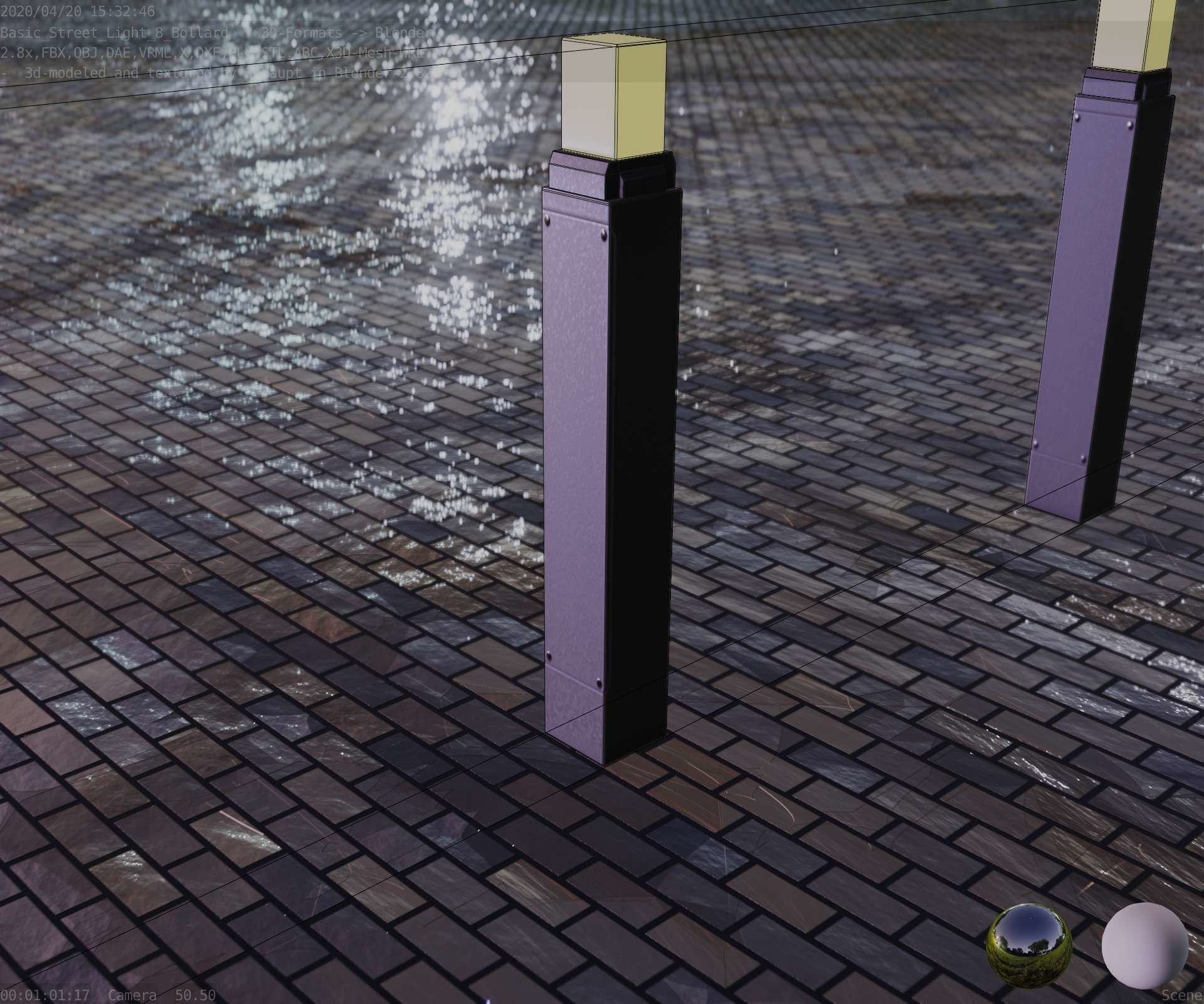 Street Light 8 Bollard 900mm Basic Version 6 Low-poly 3D model_81
