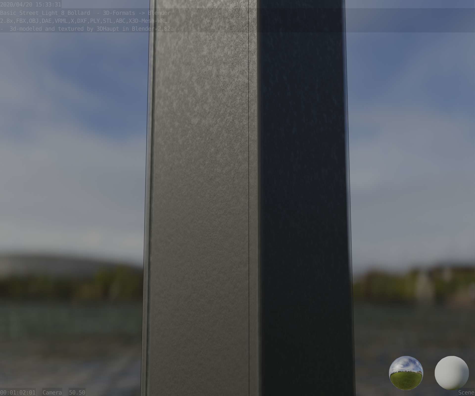 Street Light 8 Bollard 900mm Basic Version 6 Low-poly 3D model_92