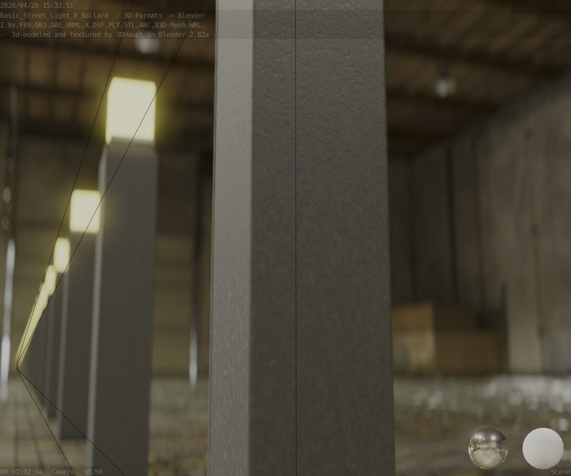 Street Light 8 Bollard 900mm Basic Version 6 Low-poly 3D model_97