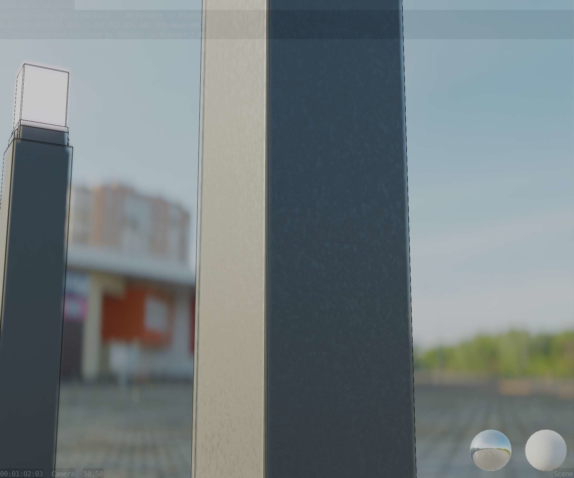 Street Light 8 Bollard 900mm Basic Version 6 Low-poly 3D model_95