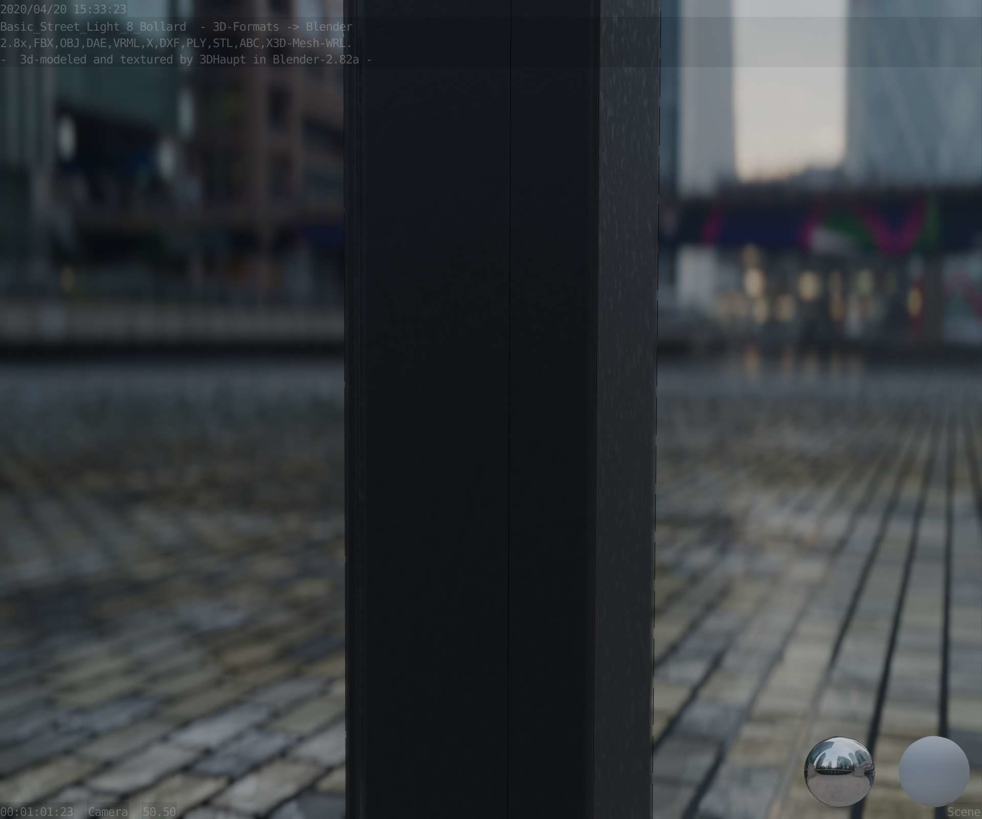 Street Light 8 Bollard 900mm Basic Version 6 Low-poly 3D model_88