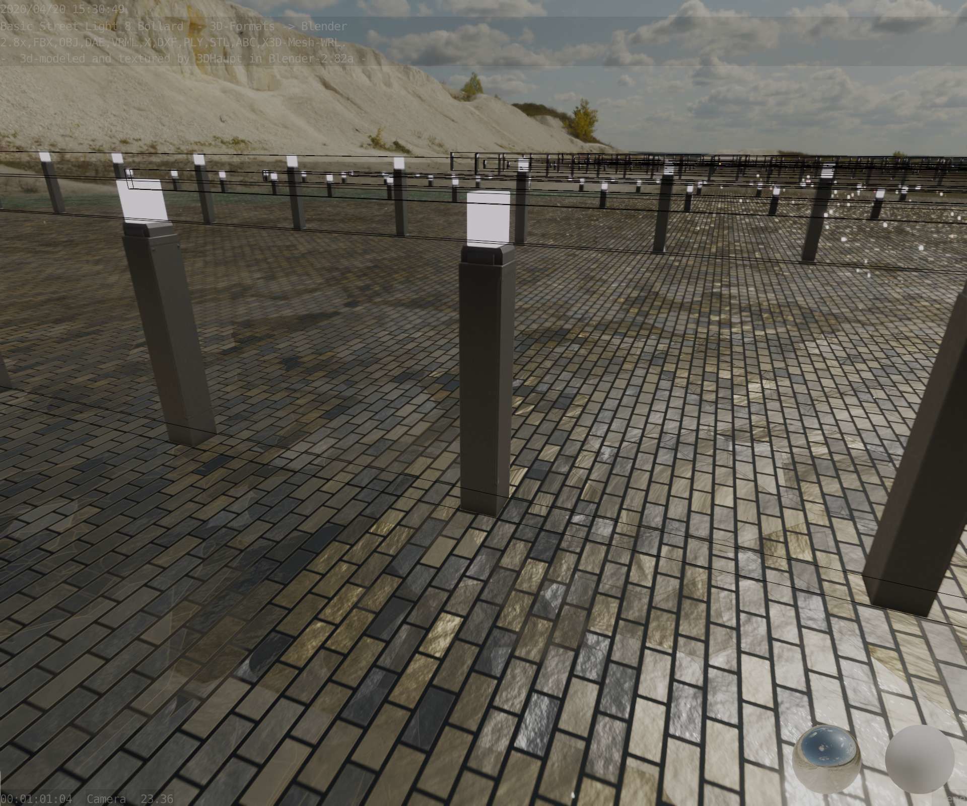 Street Light 8 Bollard 900mm Basic Version 6 Low-poly 3D model_68