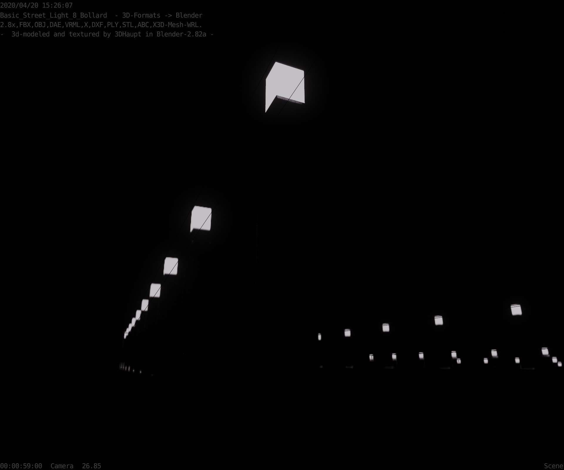 Street Light 8 Bollard 900mm Basic Version 6 Low-poly 3D model_23