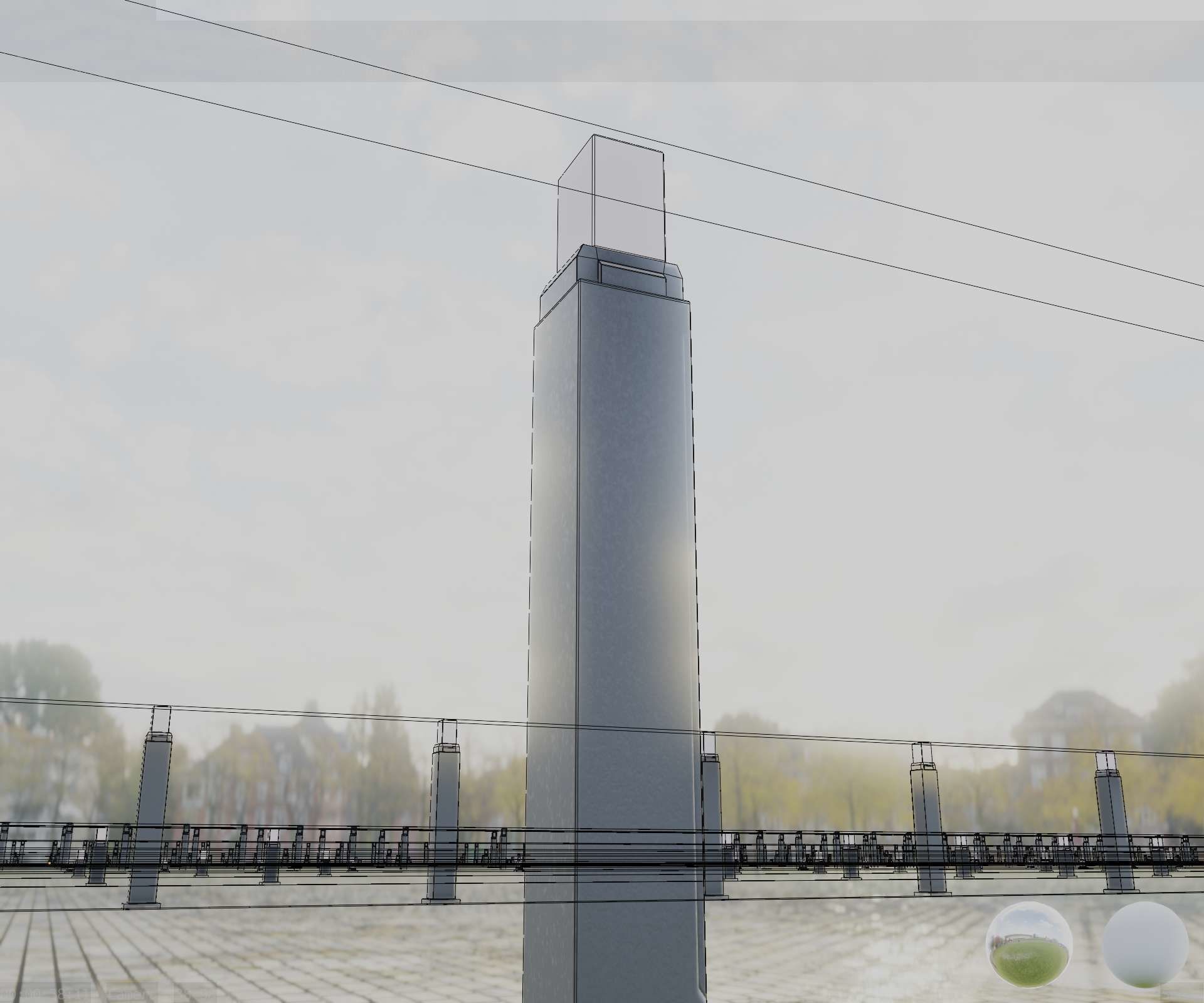 Street Light 8 Bollard 900mm Basic Version 6 Low-poly 3D model_9