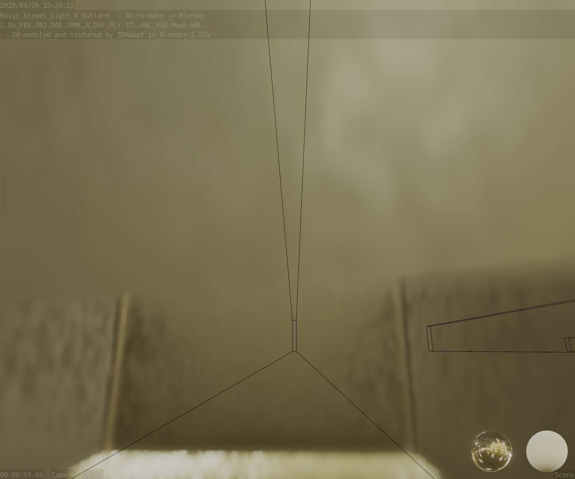 Street Light 8 Bollard 900mm Basic Version 6 Low-poly 3D model_27