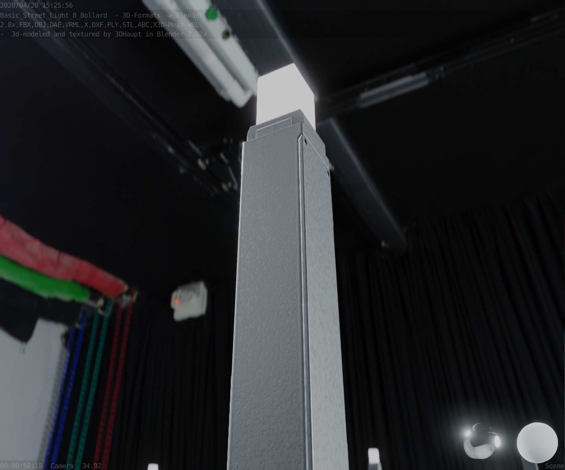 Street Light 8 Bollard 900mm Basic Version 6 Low-poly 3D model_17